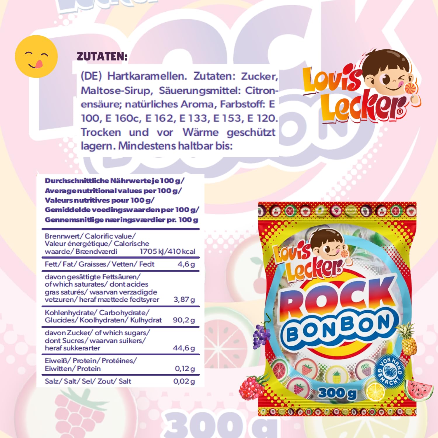 LOUIS LECKER Rocks Bonbons 20 x 300g Handgemachte Hartkaramellen