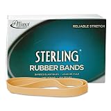 Alliance Rubber 25075 Sterling Rubber Bands Size #107, 1 lb Box Contains Approx. 50 Bands (7" x 5/8", Natural Crepe) , Beige – view 1