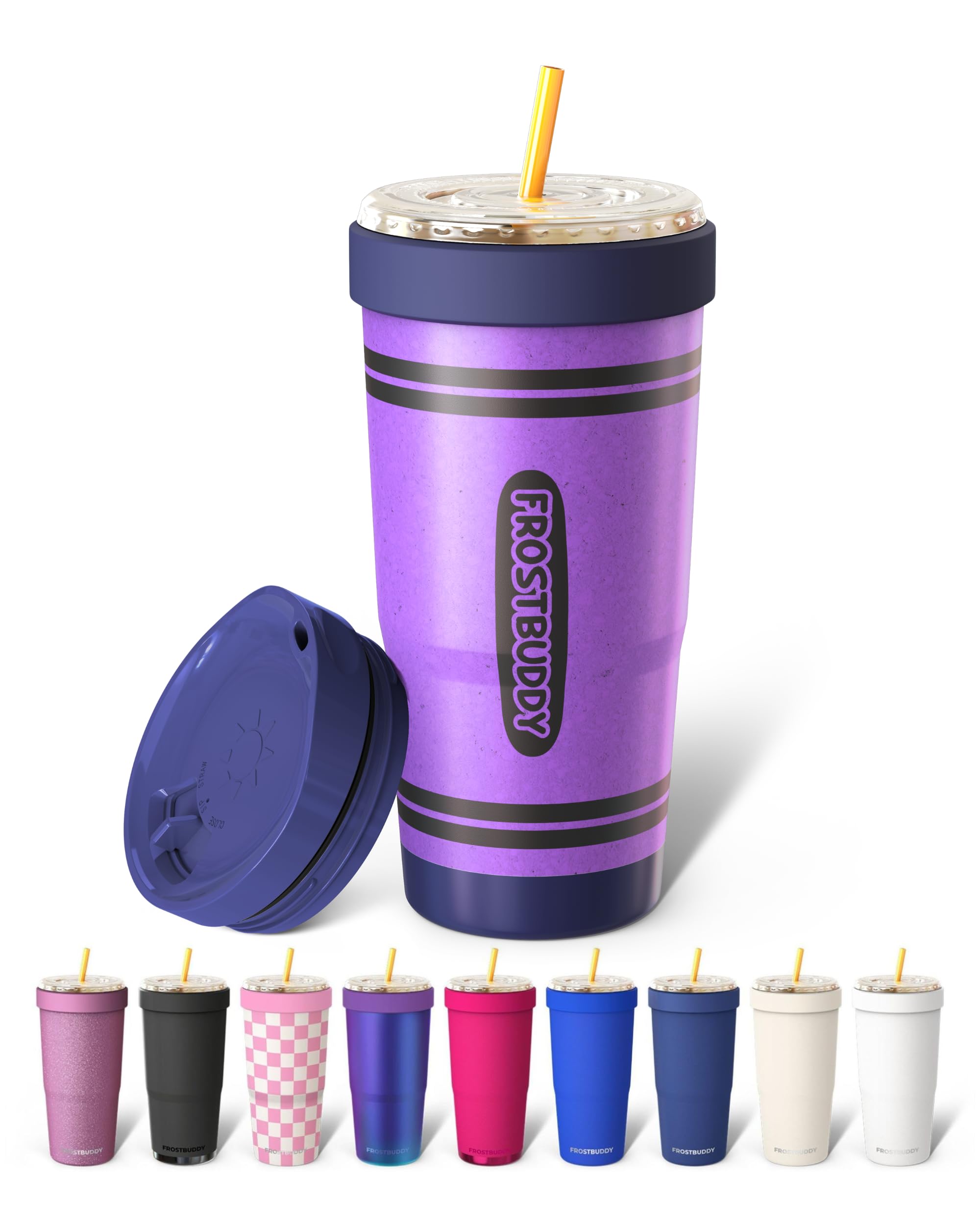 Frost Buddy Togo Buddy 30oz Iced Coffee Tumbler - ONE Lid (Purple Crayon) โ image 1
