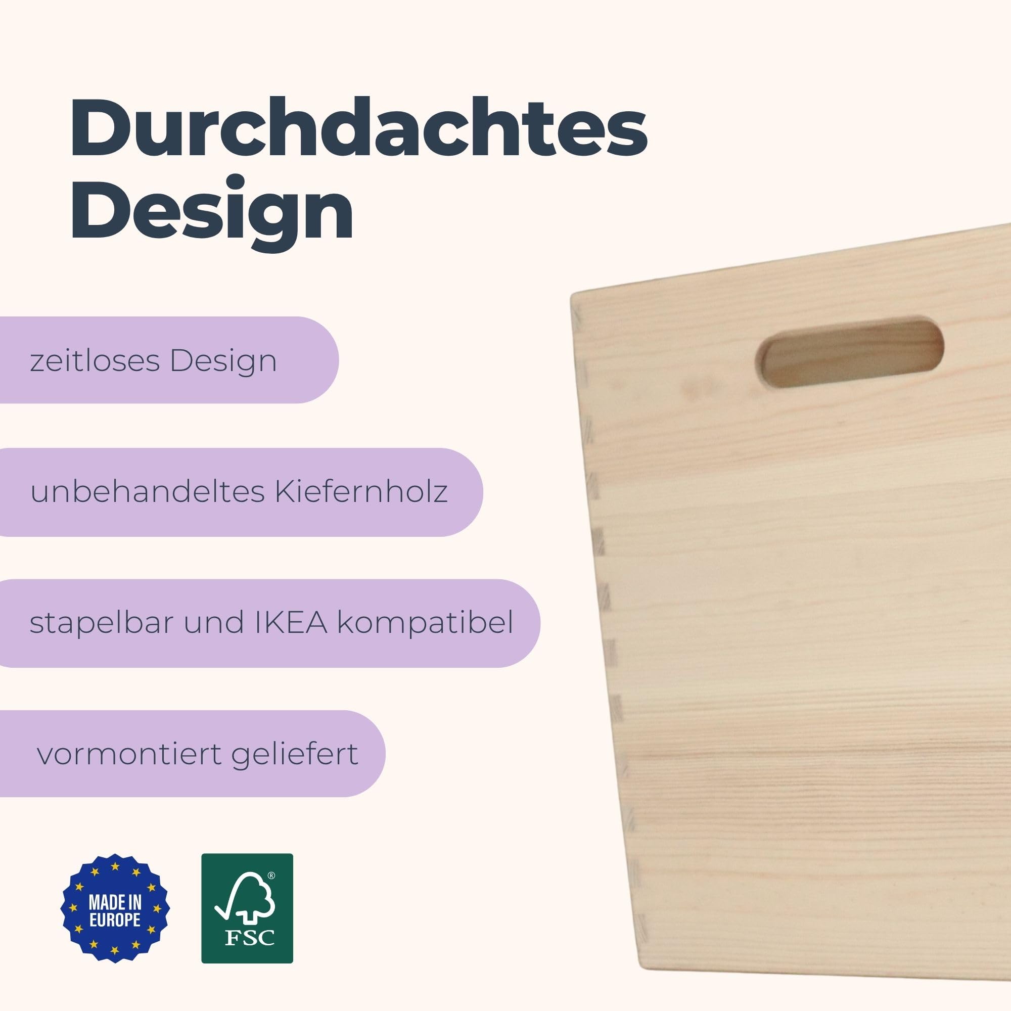 Spielzeugkiste aus Holz, Holzkiste 30x30x30 cm, Aufbewahrungsbox fürs Kinderzimmer & Wohnzimmer – passend für IKEA KALLAX und EKET – Holzbox für Spielzeug, Bücher & Kinderzubehör SONDERPOSTEN