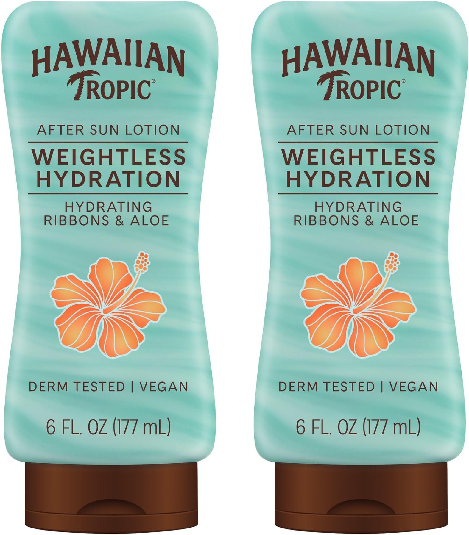 Hawaiian Tropic Weightless Hydration After Sun Lotion with Aloe, 6Fl Oz Twin Pack, Hawaiian Tropic Lotion, Moisturizing Lotion, After Sun Care, After Sun Moisturizer, 6Fl Oz each
