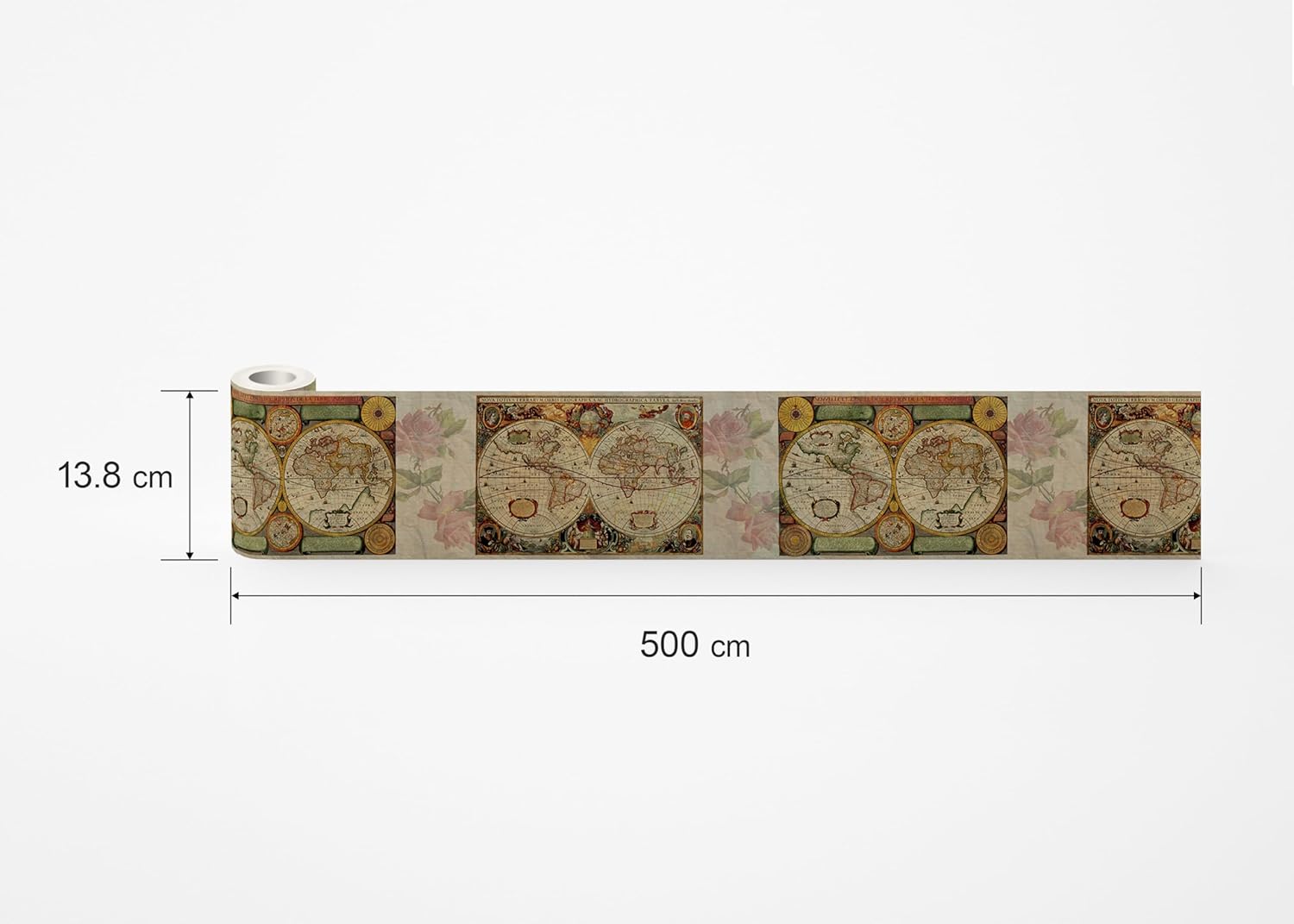 Map Wall Border, PVC Film, Multi-Colour, 0.14 x 5 m
