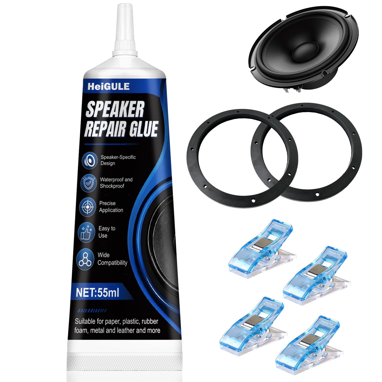 Speaker Repair Kit, Waterproof Shockproof with Solid Spacer Ring