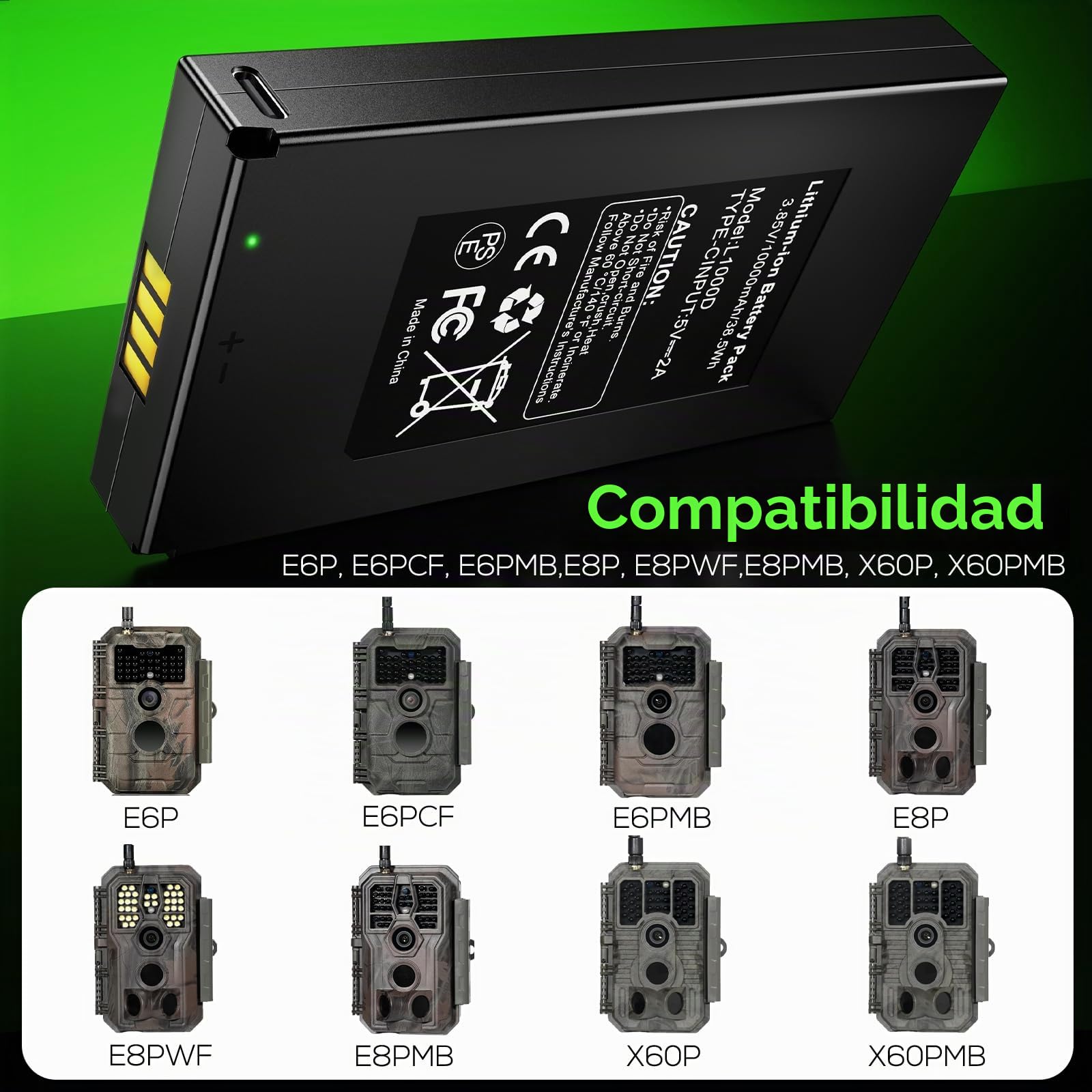 10Ah Batería Compatible con Cámaras Caza GardePro E6P, E6PCF
