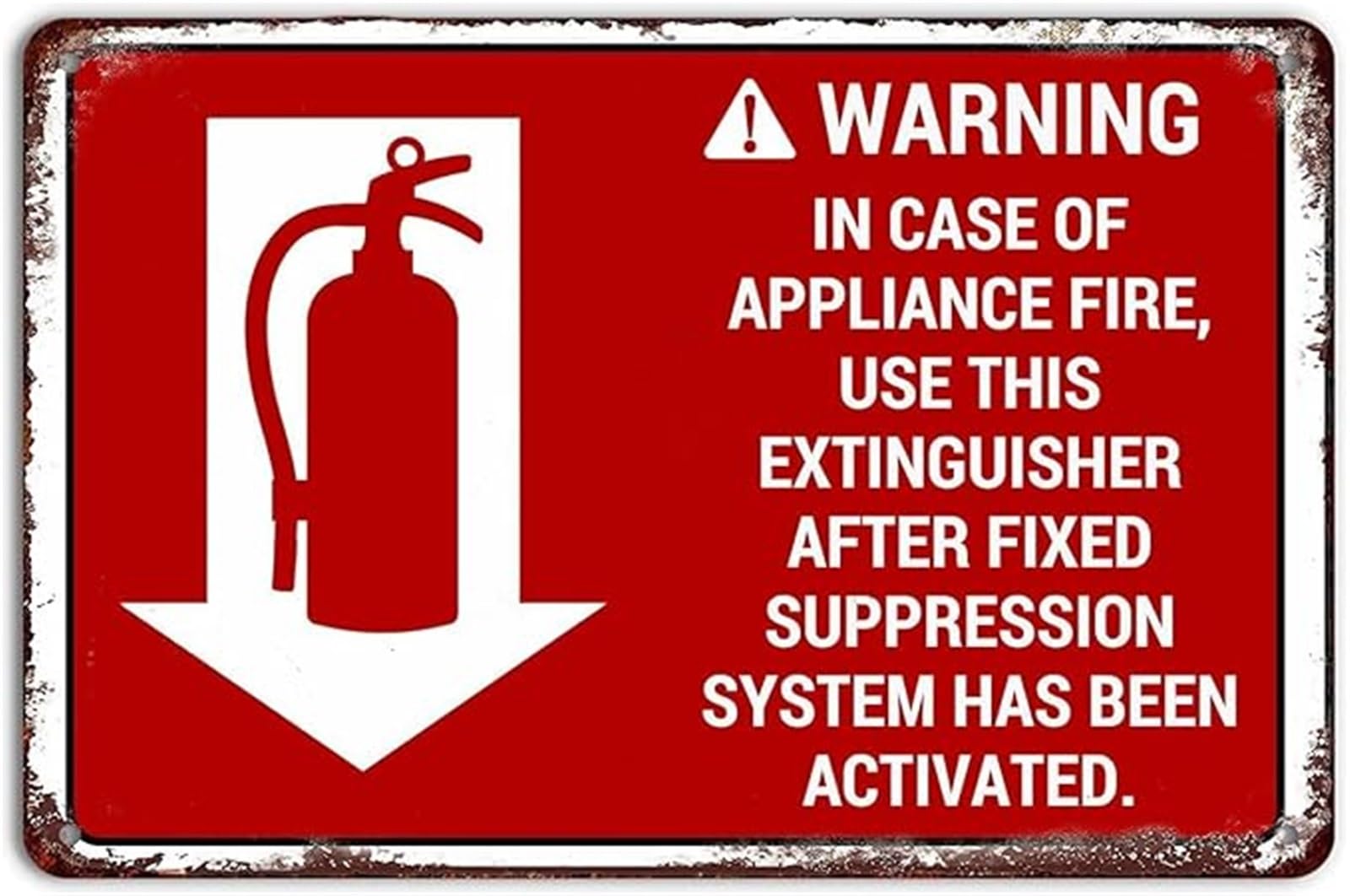 EKFBQBGW Warning in Case of Appliance Fire Vintage Iron Plaque Fire Prevention Decor for Garage Workshop 8 X 12 in