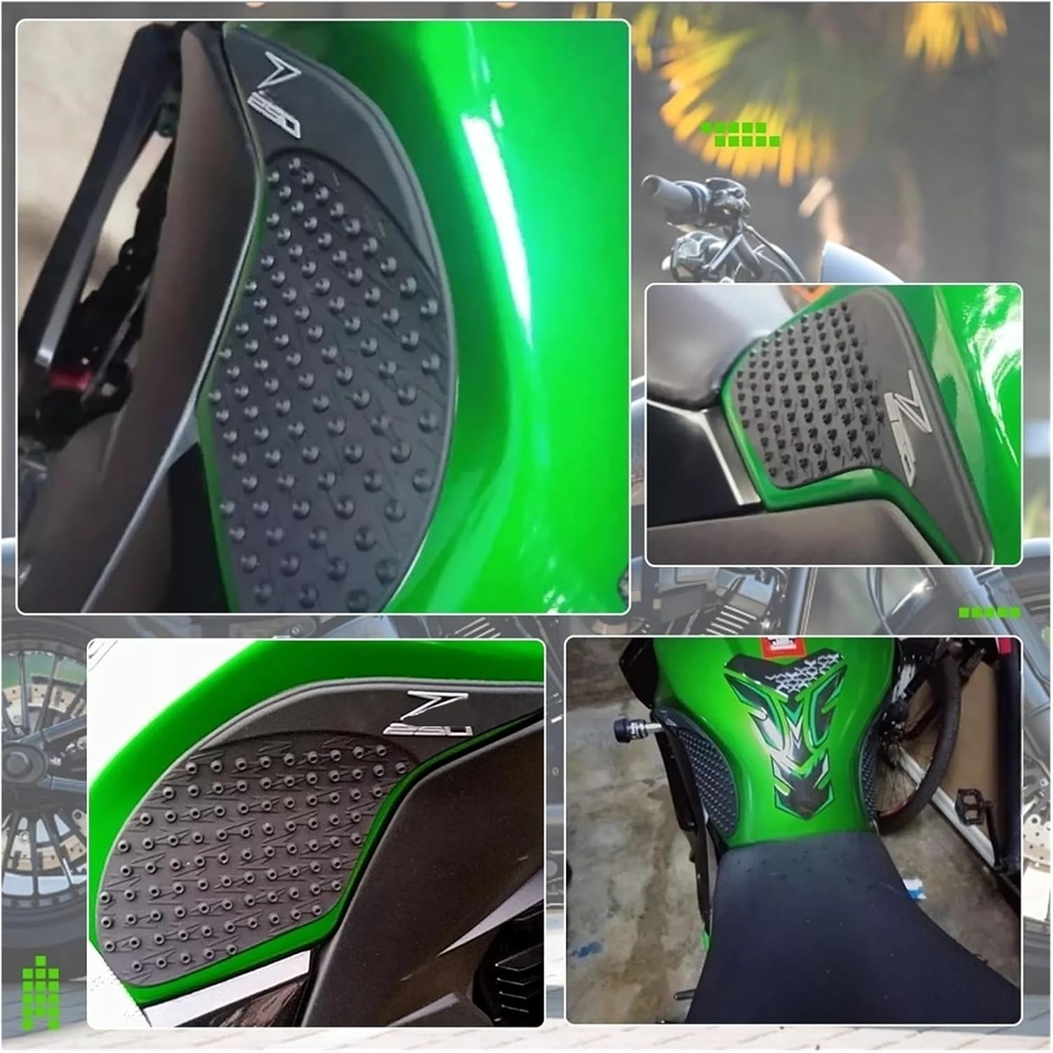 Motorcycle Tank Sticker Motorcycle Parts Anti-Slip Tank Pads Protector Sticker Gas Fuel Knee Grip Traction Side Decals for KAW&A&SAKI Z250 2014-2017.