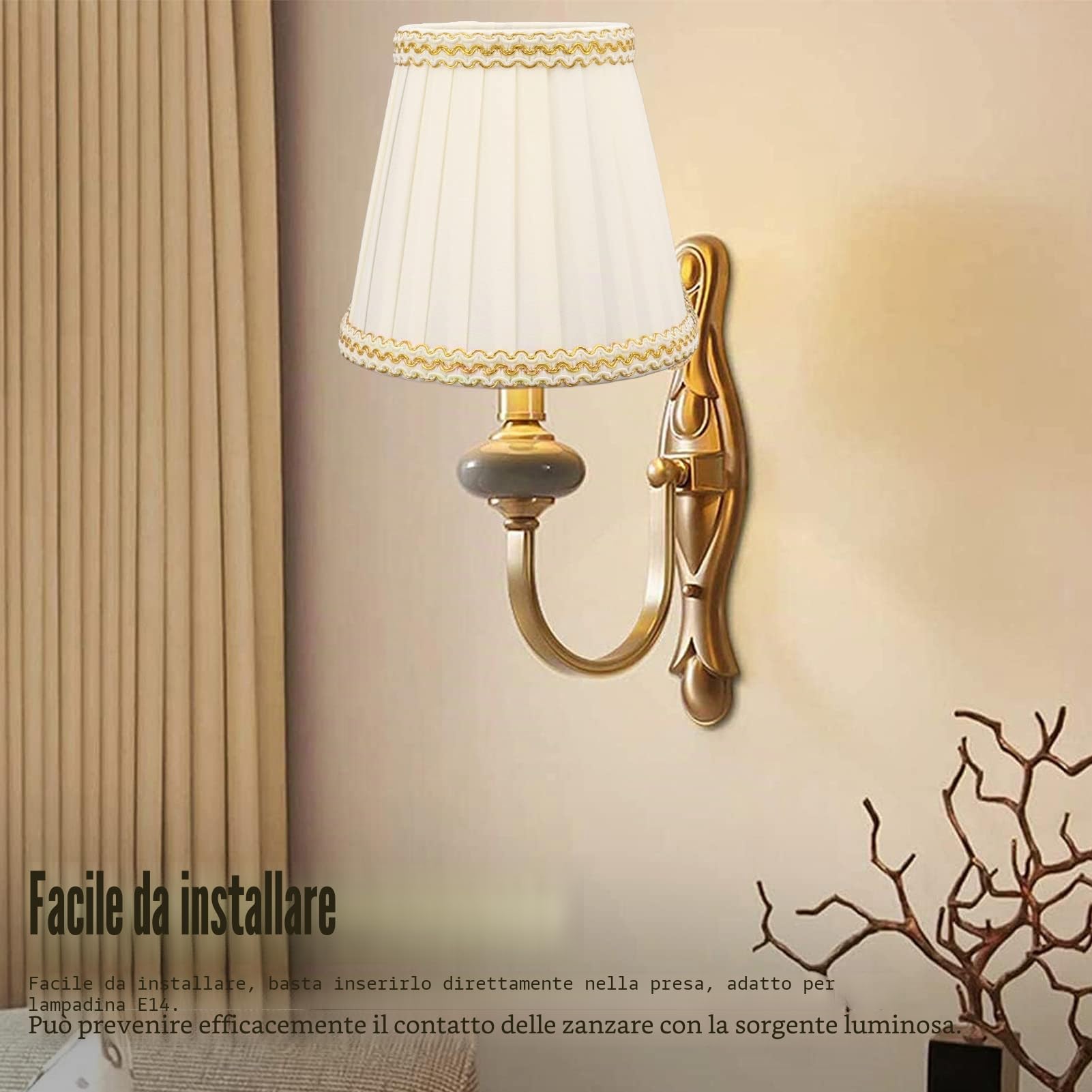 Confezione da 6 Paralumi Piccoli | Clip in Lino su Paralume | Paralumi Plissè per Lampadario, E14 o Lampadina Piccola, Lampade da Tavolo, Applique