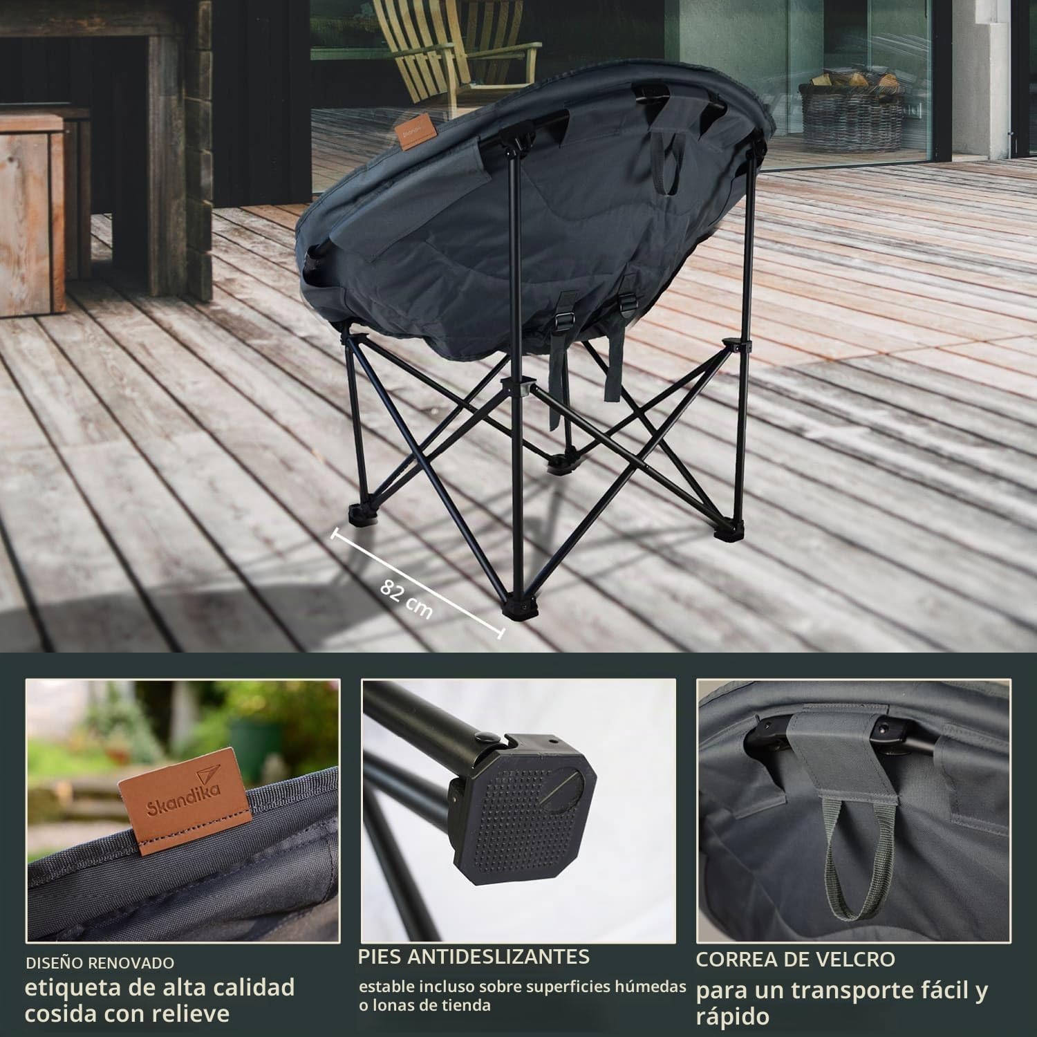 skandika Moonchair Deluxe XXL - Silla Plegable Muy cómoda y Estable en Formato XXL - Peso máx. del ususario hasta 150 kg - con Bolsa de Transporte (Verde)