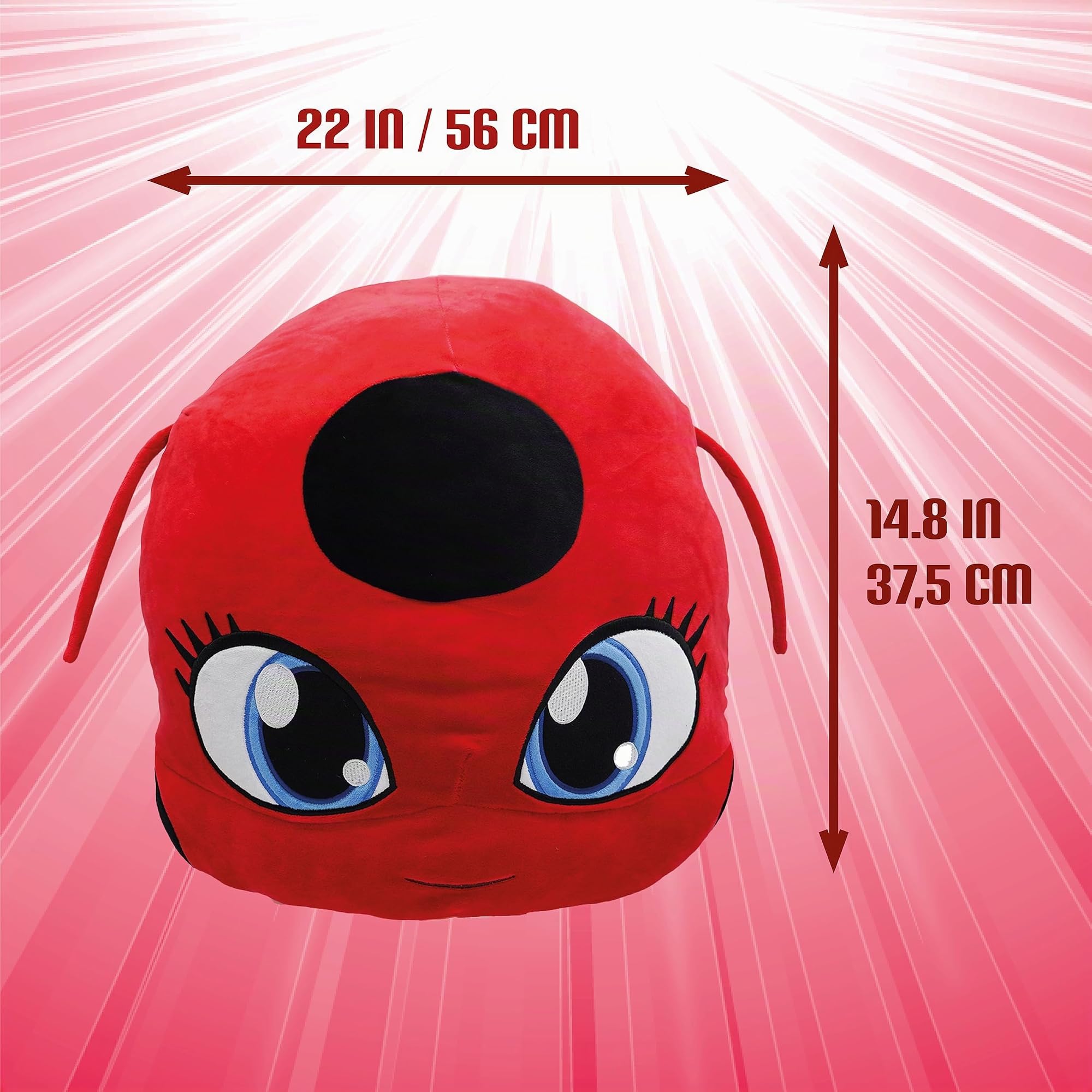 Miraculous Ladybug - Tikki - Oreiller en Peluche de 40cm - Jouet en Peluche Extra Douce - pour Enfants - avec Une Grande Poche secrète à Fermeture éclair à l'arrière (Wyncor)