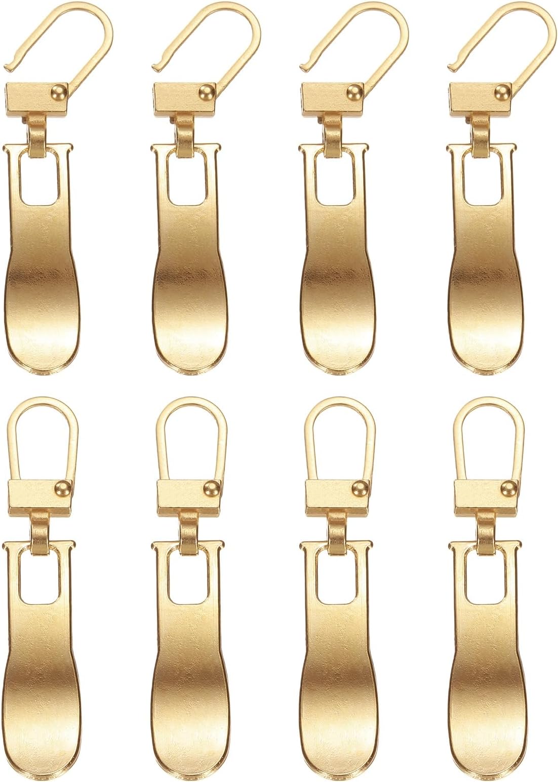 sourcing map 8Pcs Zipper Pull Replacement, 1-3/4 x 3/8 Wave Detachable Tiny Zipper Replacement Slider for Sewing Bags, Coats, Jackets, Closed-End Pulls Replacing, Gold