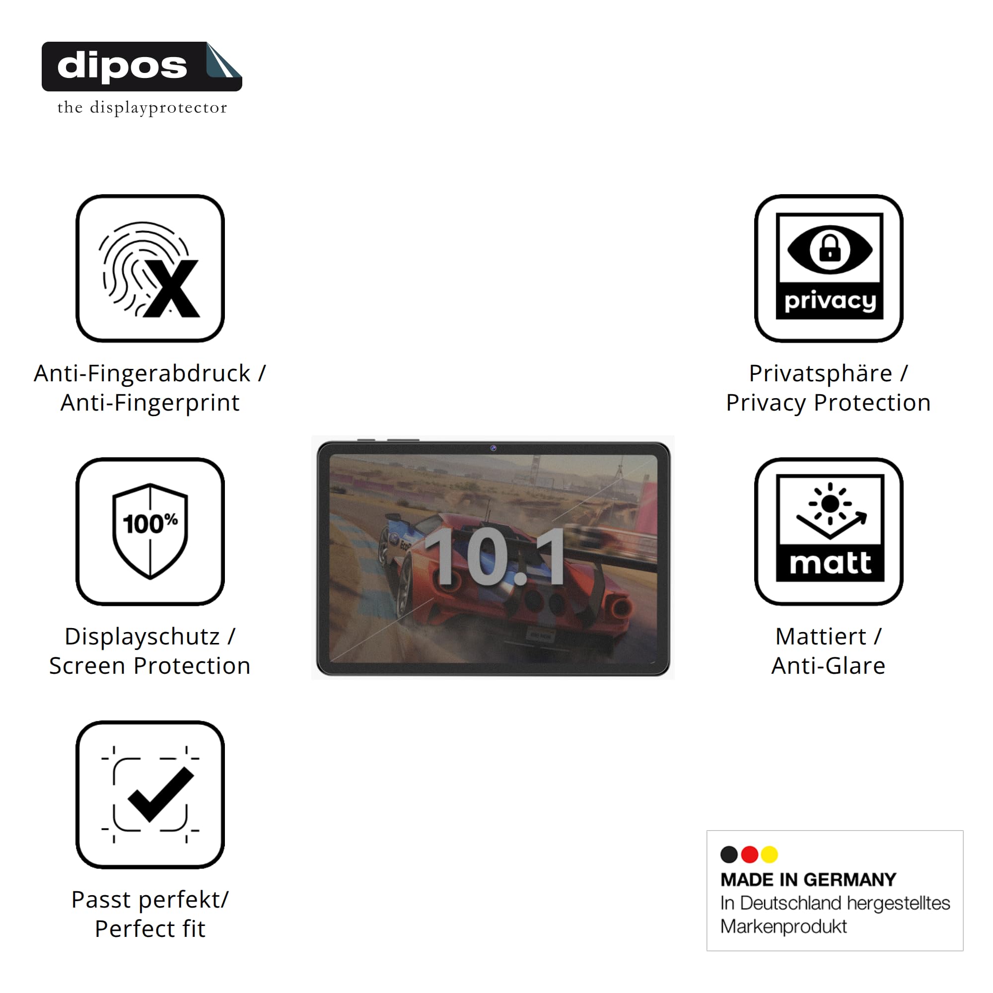 dipos Protector de Pantalla Antiespía para TUOHAITIME A30 Pro | Película protectora mate, filtro de privacidad 4 vías, ajuste perfecto, antiarañazos, sin burbujas, autoadhesivo