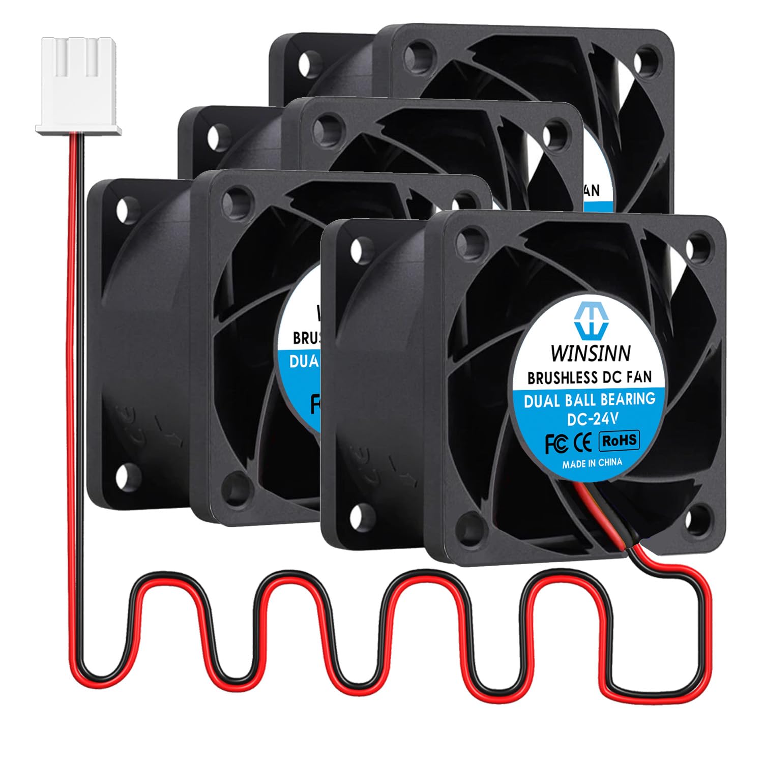 WINSINNDC 40mm Fan 24V 4028 Dual Ball Bearing Brushless Cooling 40x28mm 2PIN (Pack of 4Pcs)