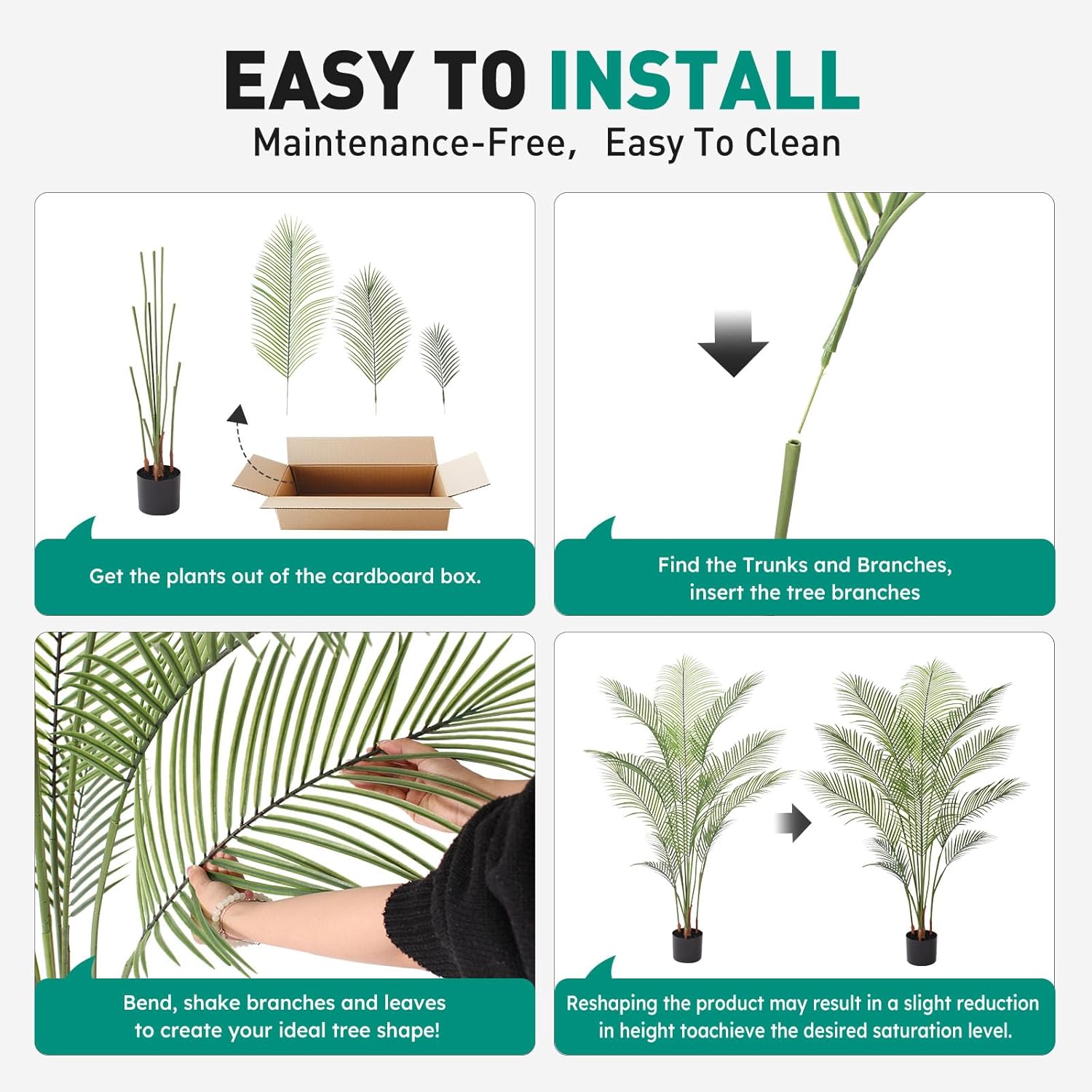 Artificial Palm Tree 5FT Tall Faux Palm Tree Indoor Fake Plants Faux Tropical Plant, UV Resistant & Maintenance Free Indoor/Outdoor Fake Tree in Pot for Home Office Living Room Patio Decor