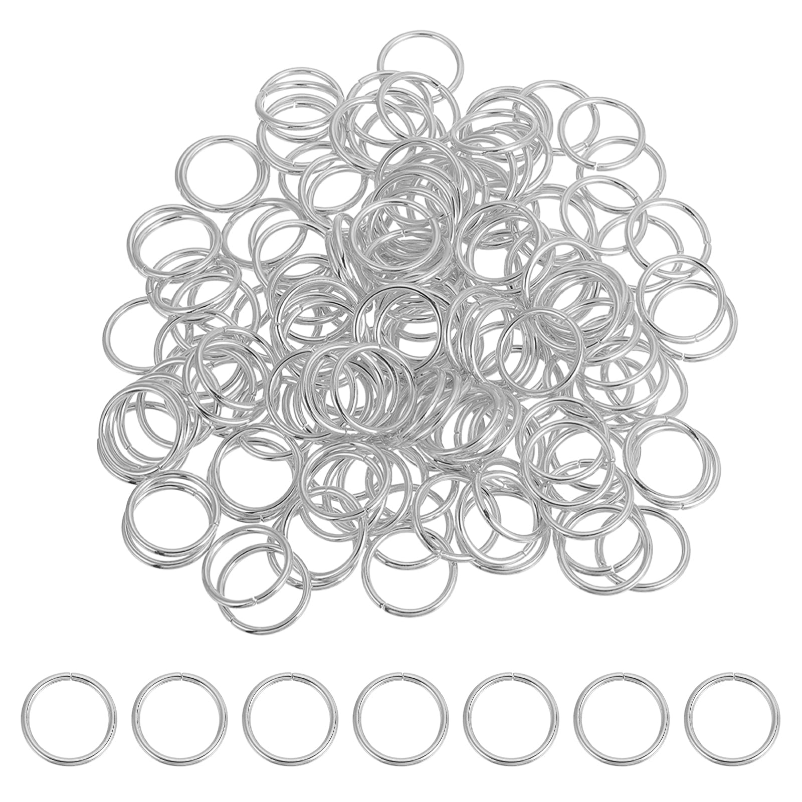 sourcing map 200 Pcs Open Jump Rings, 20mm Split Metal O Ring 2mm Thick Keychains Connector Ring for Jewelry Making DIY Necklaces Bracelet Earrings Craft Making, Bright White