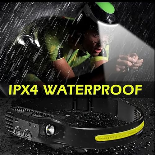 Miniatura 4 de KOZY Zone - Lámpara de cabeza recargable LED, 1000 lúmenes, 10 W, haz ancho de 270, sensor de movimiento, IPX6 impermeable, 3 modos, linterna de
