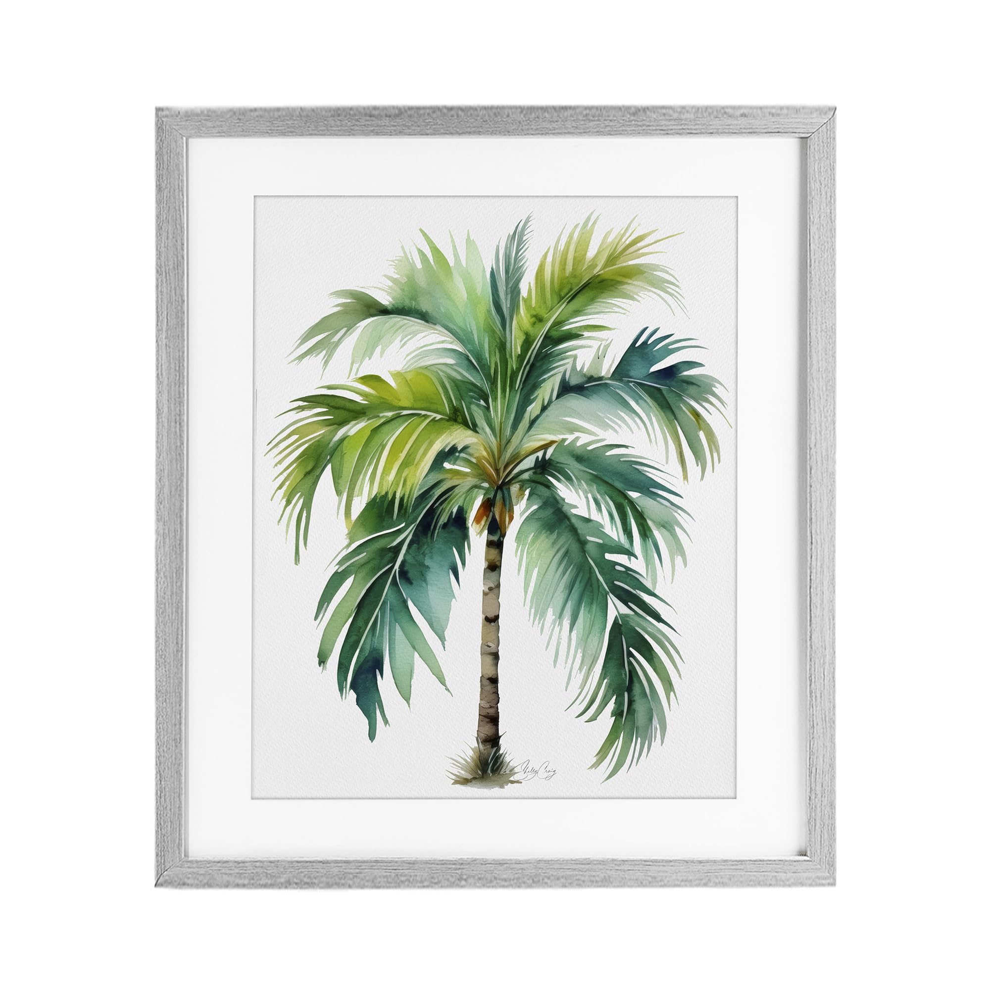 Stupell Industries Farmhouse Gray (Textured) 'Lagoon Majesty Palm'| Framed Print Under Glass