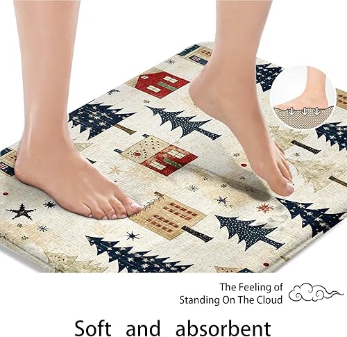 Miniatura 7 de ArtSocket Juego de baño rústico de Navidad con cortina de ducha y alfombras y accesorios, juego de cortinas de ducha desgastadas estilo casa de