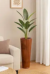 Vaso Alto para Plantas Efeito Marmorizado Luxo Decoração Casa e Jardim (Marrom)