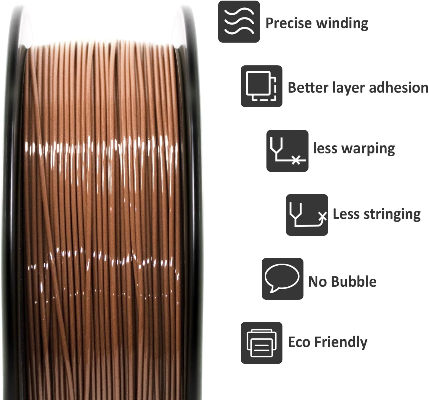 PETG Filament per Stampante 3D, GIANTARM PETG Filament 1,75mm, Dimensional Accuracy +/- 0,2mm 1kg, Marrone