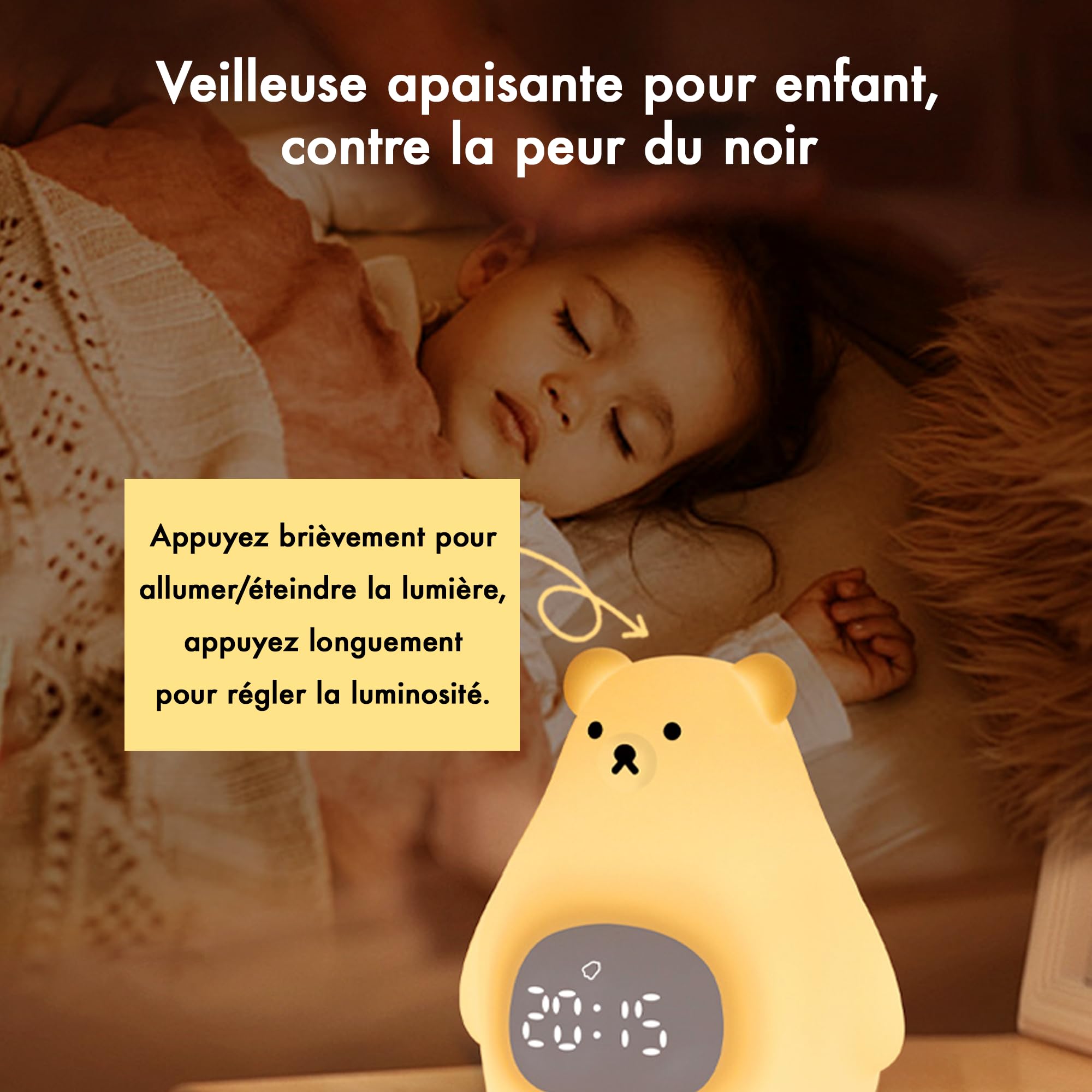 Kemi Goods Kinderwekker dag/nacht met led-nachtlampje, bediening via