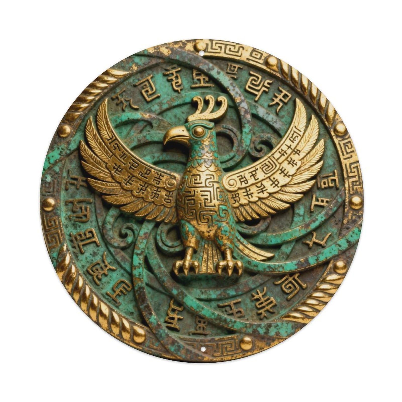 Sanxing Gold Bird Pendant Ba Rune Metal Tin Sign Plaque