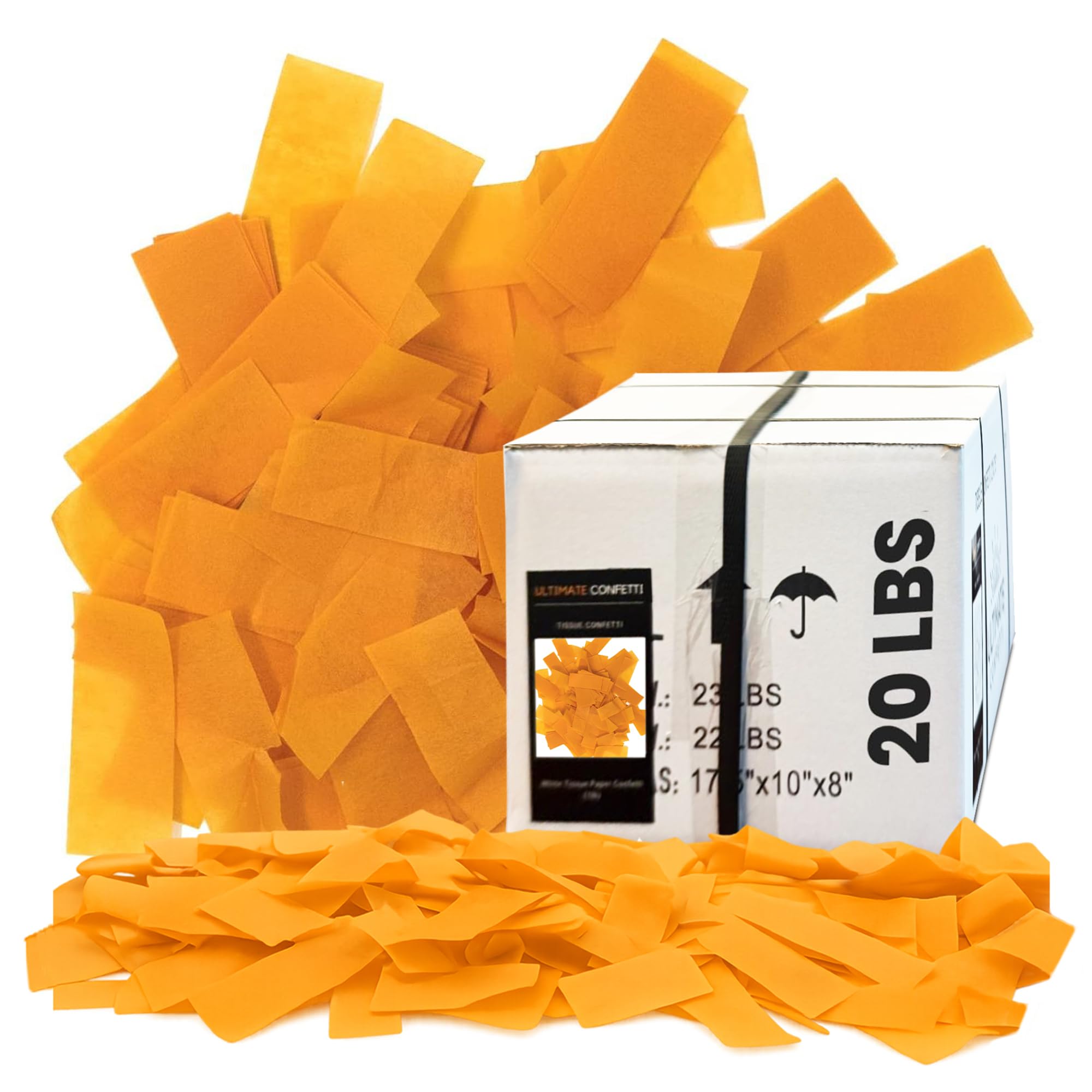 Ultimate Confetti - Rectangular Orange Tissue Paper Confetti - 20 lb