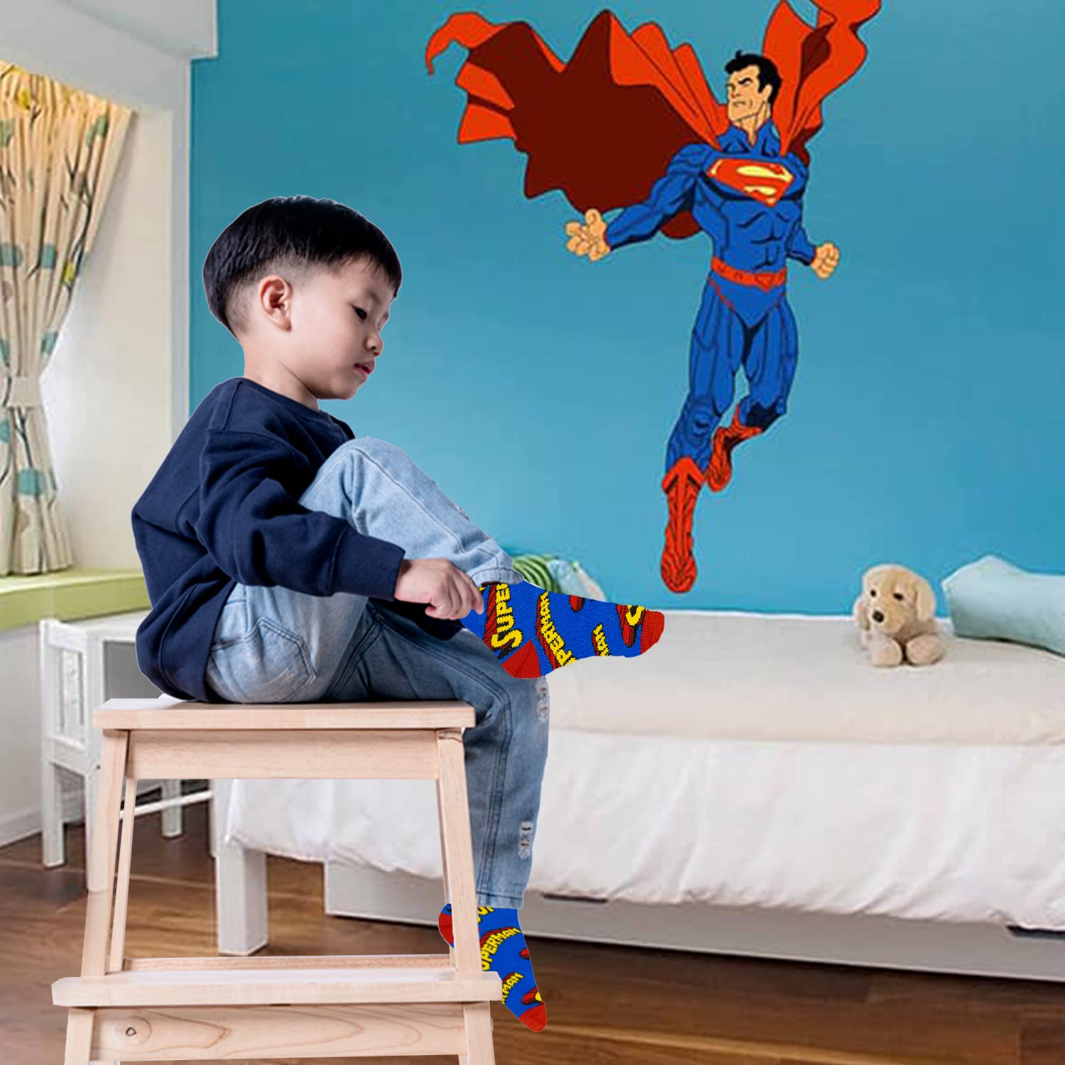 DC Comics Jungen Socken – 10er-Pack Kleinkindsocken mit Batman, Superman, Wonder Woman und Flash