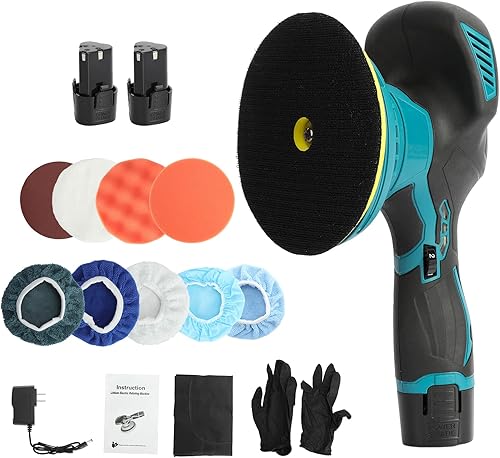 Miniatura 2 de Pulidor de automóvil de 6 velocidades variables, alimentado por batería, inalámbrico, potente motor, mango ergonómico, pulido de automóvil de doble