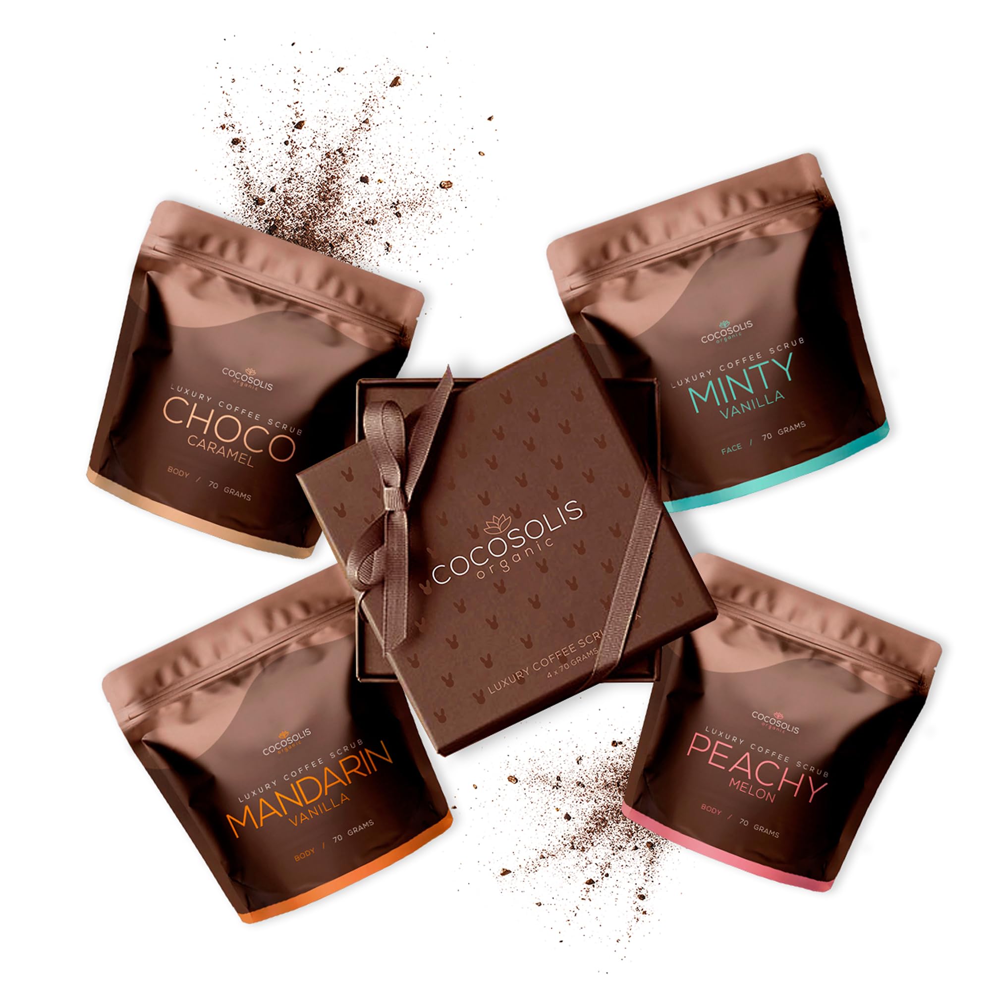 COCOSOLIS Set Gommage Café aux Huiles Essentielles Naturelles pour Femme, Vanille, 280 g, 1 Unité
