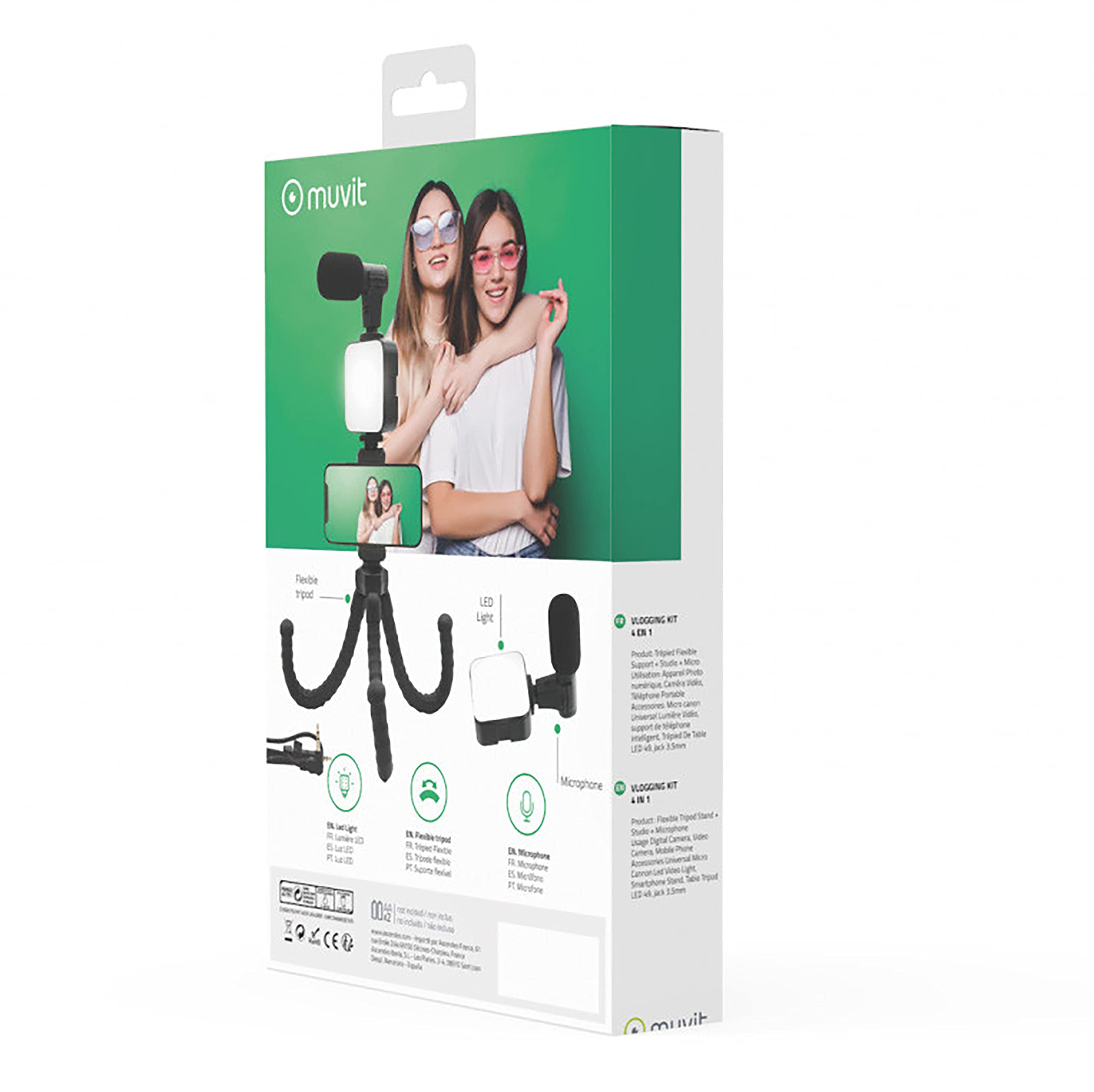 VLOGGING Kit 4 EN 1 Micro + TREPIED + Soporte + LED