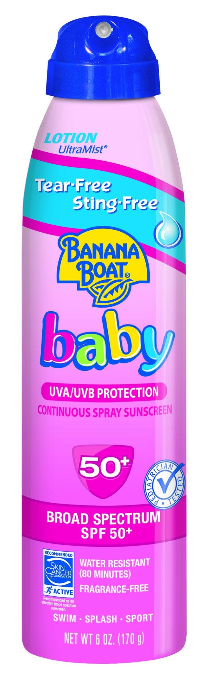 Banana Boat Baby Sunscreen Ultra Mist Tear-Free Sting-Free Broad Spectrum Sun Care Sunscreen Spray - SPF 50, 6 Ounce (Pack of 3)