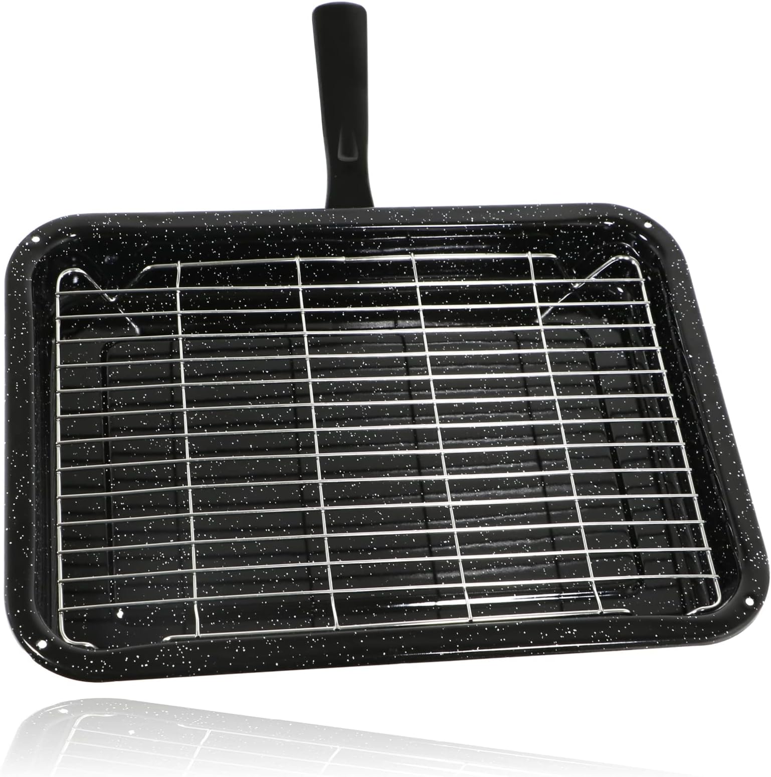 Universal Oven Grill Pan Small Medium Rack & Detachable Handle (Non-Stick Vitreous Enamelled)
