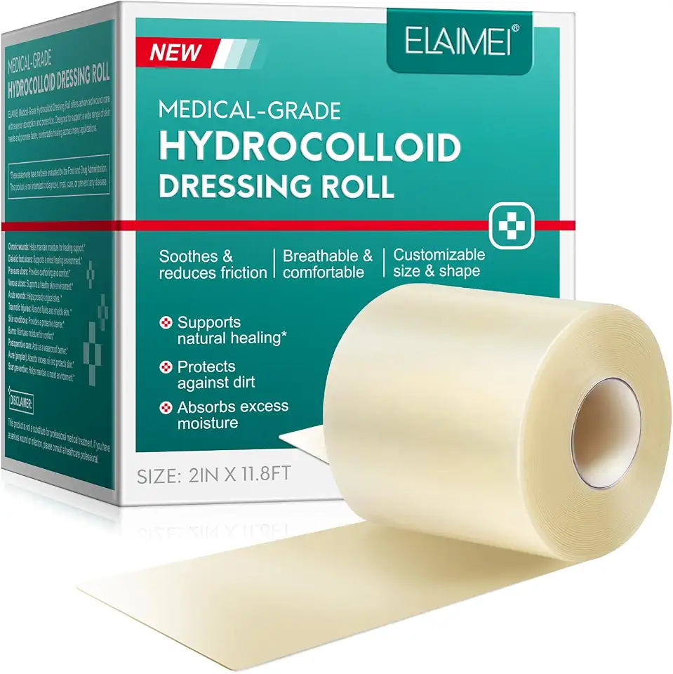 Hydrokolloid Pflaster Rolle (5 cm x 3,6 m), Selbstklebend, ultra absorbierend und wasserdicht - maßgeschneiderte DIY-Dressing für Blasen, Verbrennungen, Akne - Gel-Bandage-Tape, Hydrokolloid-Bandage-R