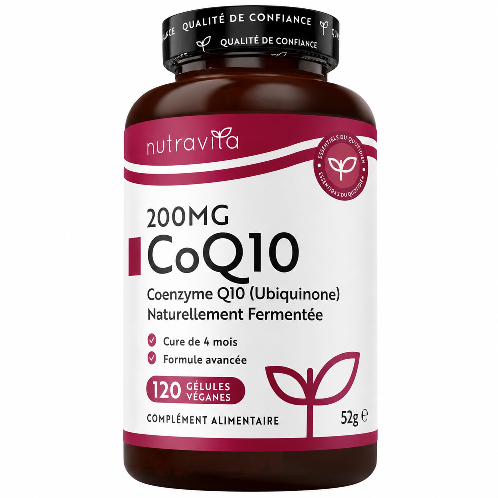 Nutravita Coenzyme Q10 200mg par Capsule - Cure de 4 Mois, 120 Capsules Vegan Fortement Concentré - Coq10 - Q10 Coenzyme