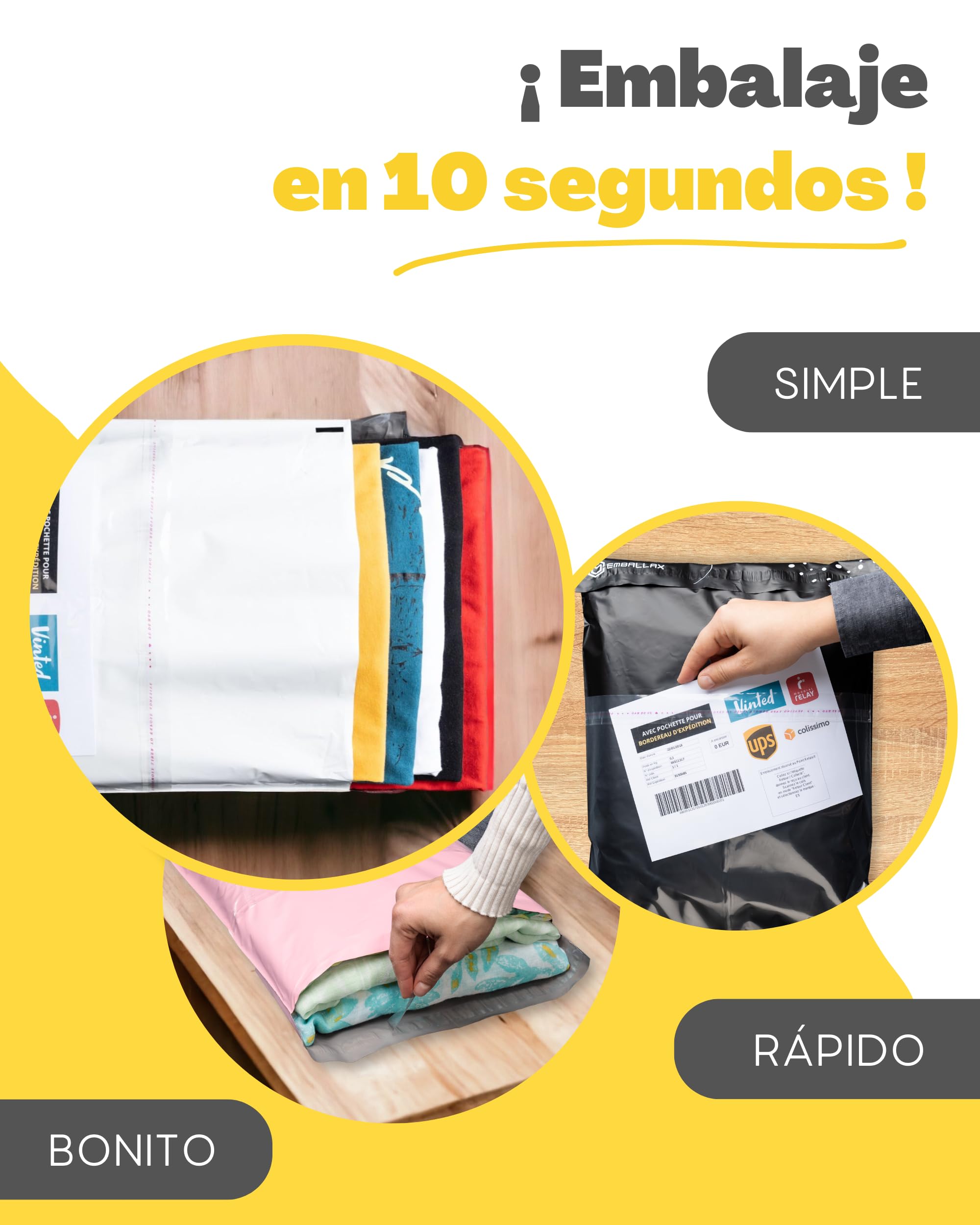 50 Bolsas Envio con bolsa portadocumentos - Tamaño L 40x30cm - 100% OPACO/ULTRA RESISTENTE/IMPERMEABLE - Sobres Plastico - Bolsas Envios Paquetes de Ropa - Cajas Envios Paquetes - Packaging