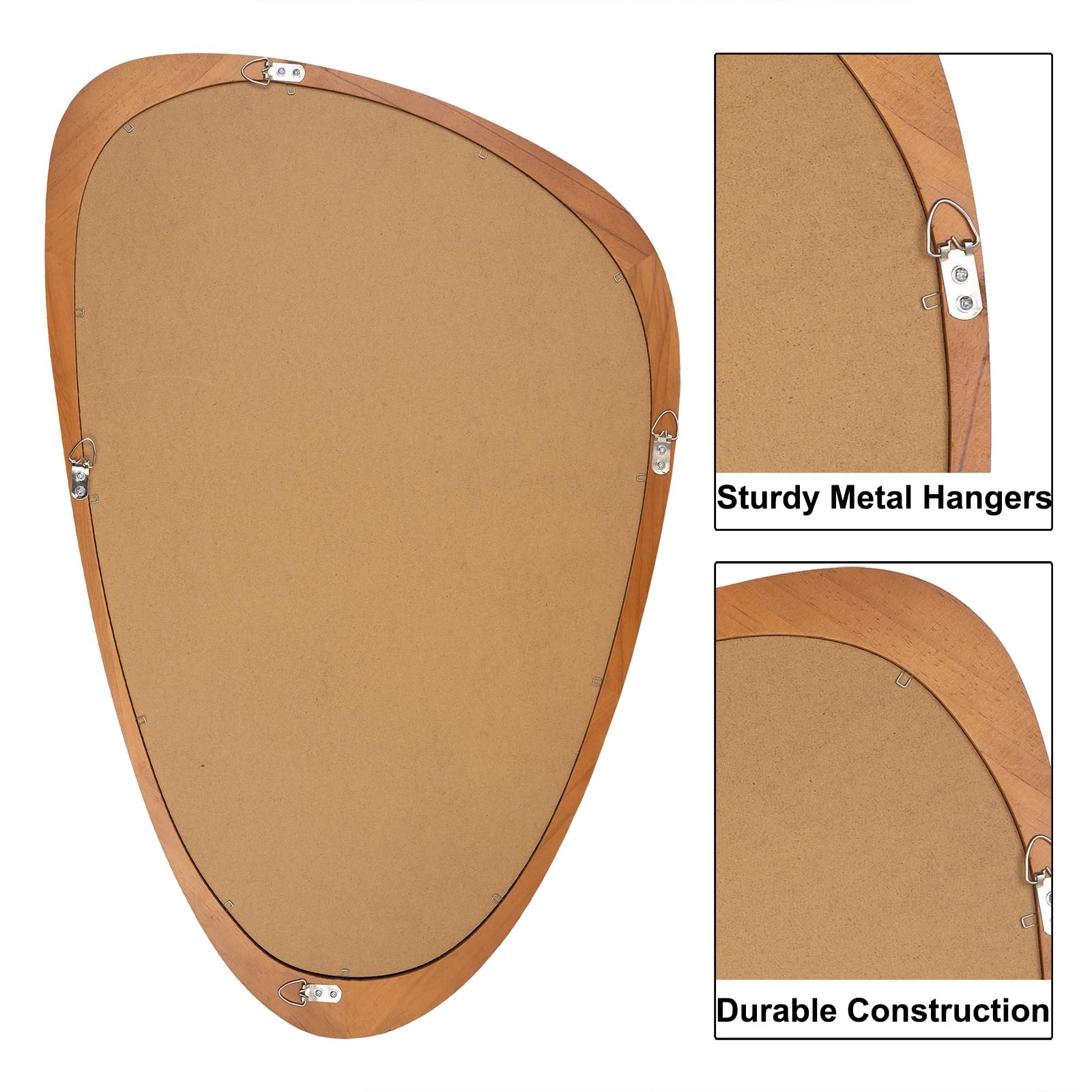 BOMINICA Asymmetrical Mirror 19x30 Inch Irregular Wooden Framed Wall Mirror Product Image 5