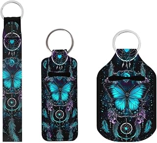 Suobstales 3 Pack Travel Bottle Keychain Holder Set Hand Sanitizer Holder With Chapstick Holder Keychain for Women Men