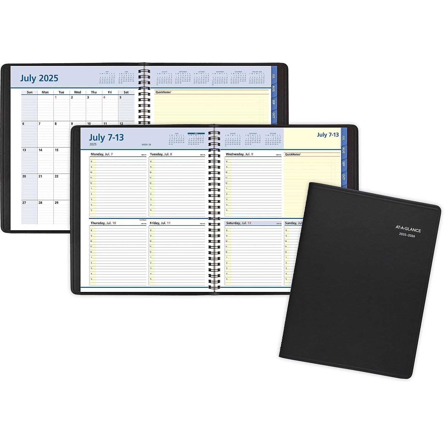 2025-2026 AT-A-GLANCE QuickNotes 8" x 10" Academic Year Weekly & Monthly Planner, Faux Leather Cover, Black (76-11-05-26)