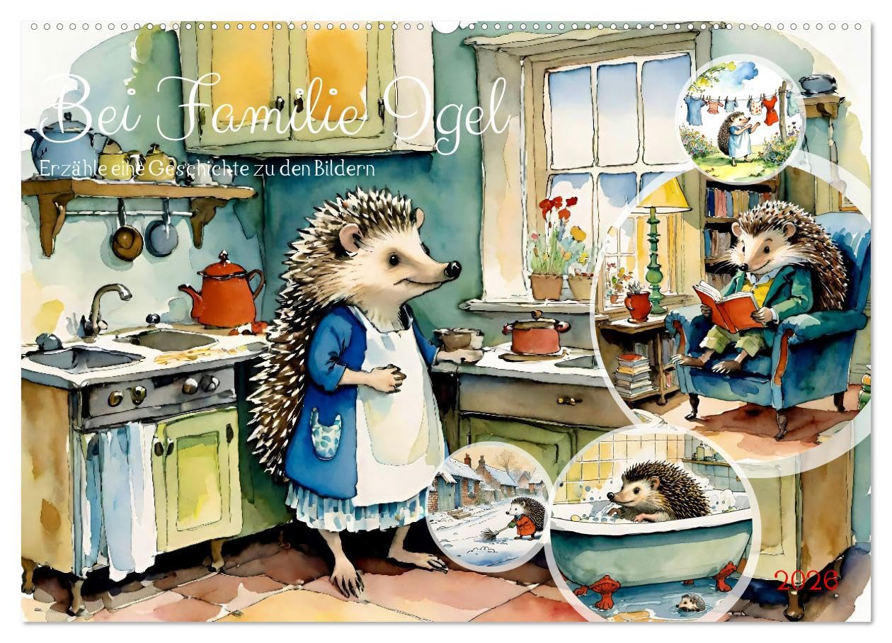 Bei Familie Igel (Wandkalender 2026 DIN A2 quer), CALVENDO Monatskalender: Erzähle jeden Monat Deine eigene Geschichte! (CALVENDO Tiere)