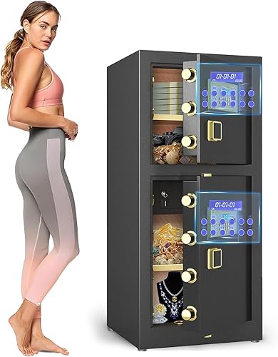 Karbeen Caja de seguridad ignífuga de 0.8 cub, pequeña caja fuerte con teclado digital, función de silencio y sistema de bloqueo antirrobo, caja