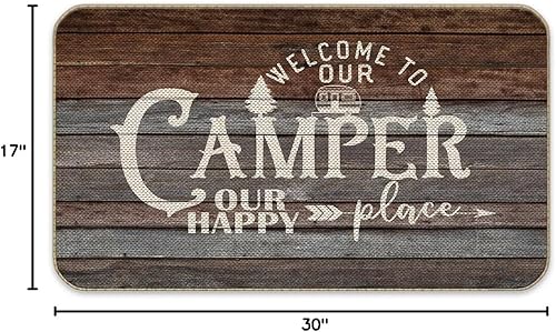 Miniatura 3 de Voatok Welcome to Our Camper Our Happy Place - Tapete para puerta de entrada de camping (café)