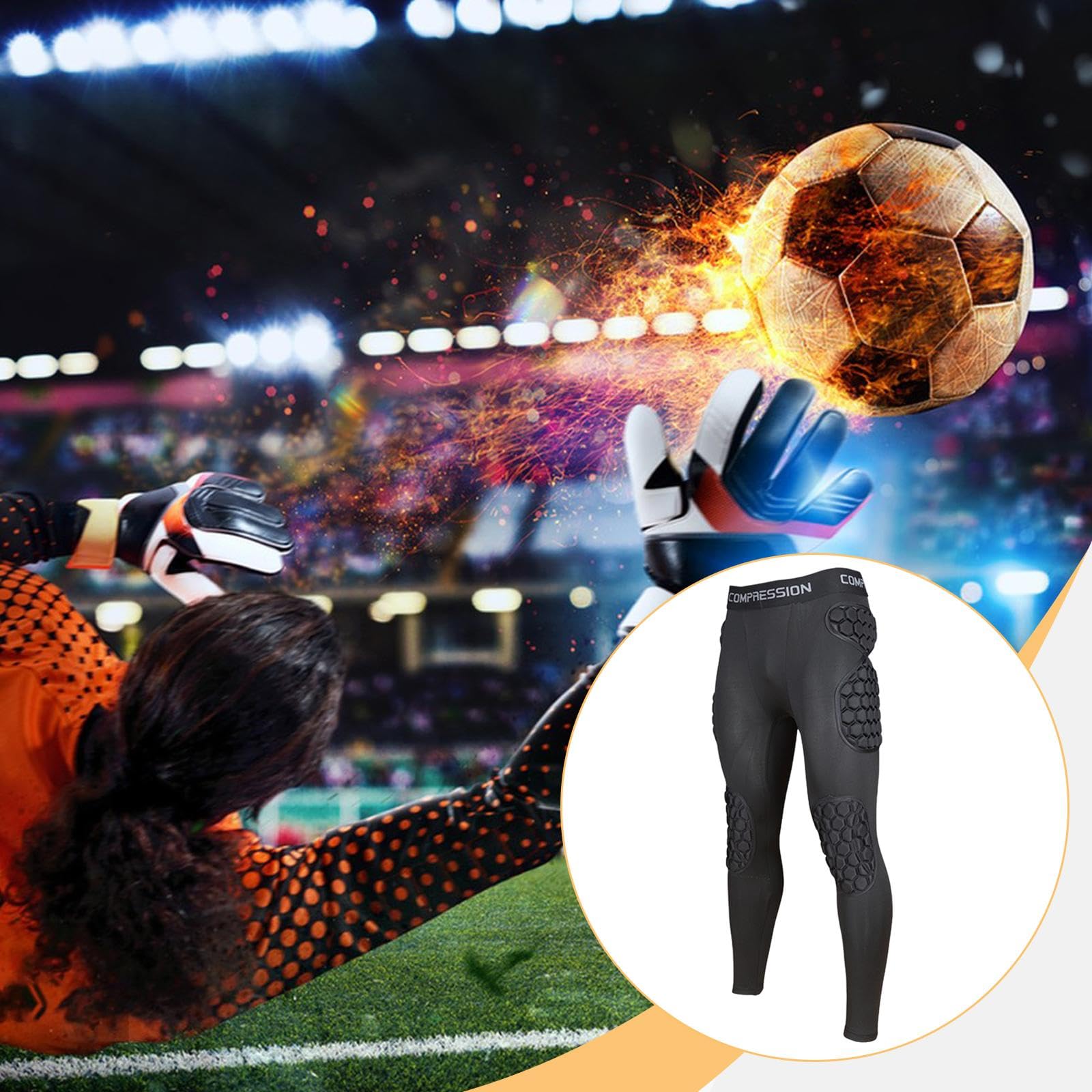 Gralara Pantalones de protección para porteros de fútbol, ​​para Deportes de Contacto, con Acolchado de Espuma EVA y Protectores de Rodillas y Muslos.