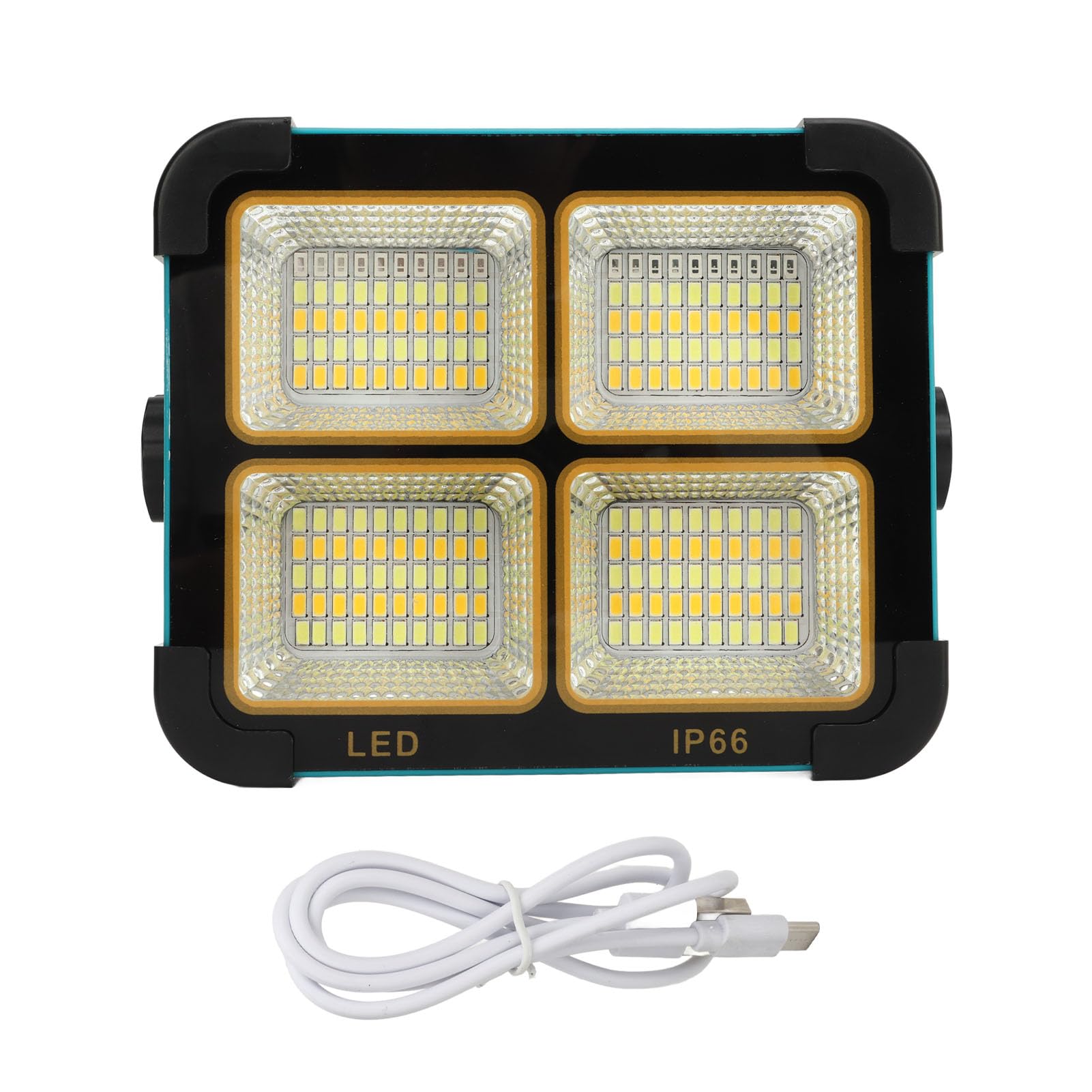Luz de Trabajo LED Portátil, con Batería Recargable 100W 10000LM 3000 a 6000K, Luz Solar para Acampar, IP66 Luz de Trabajo con Soporte Ajustable de 180 Grados para Exteriores/construcción