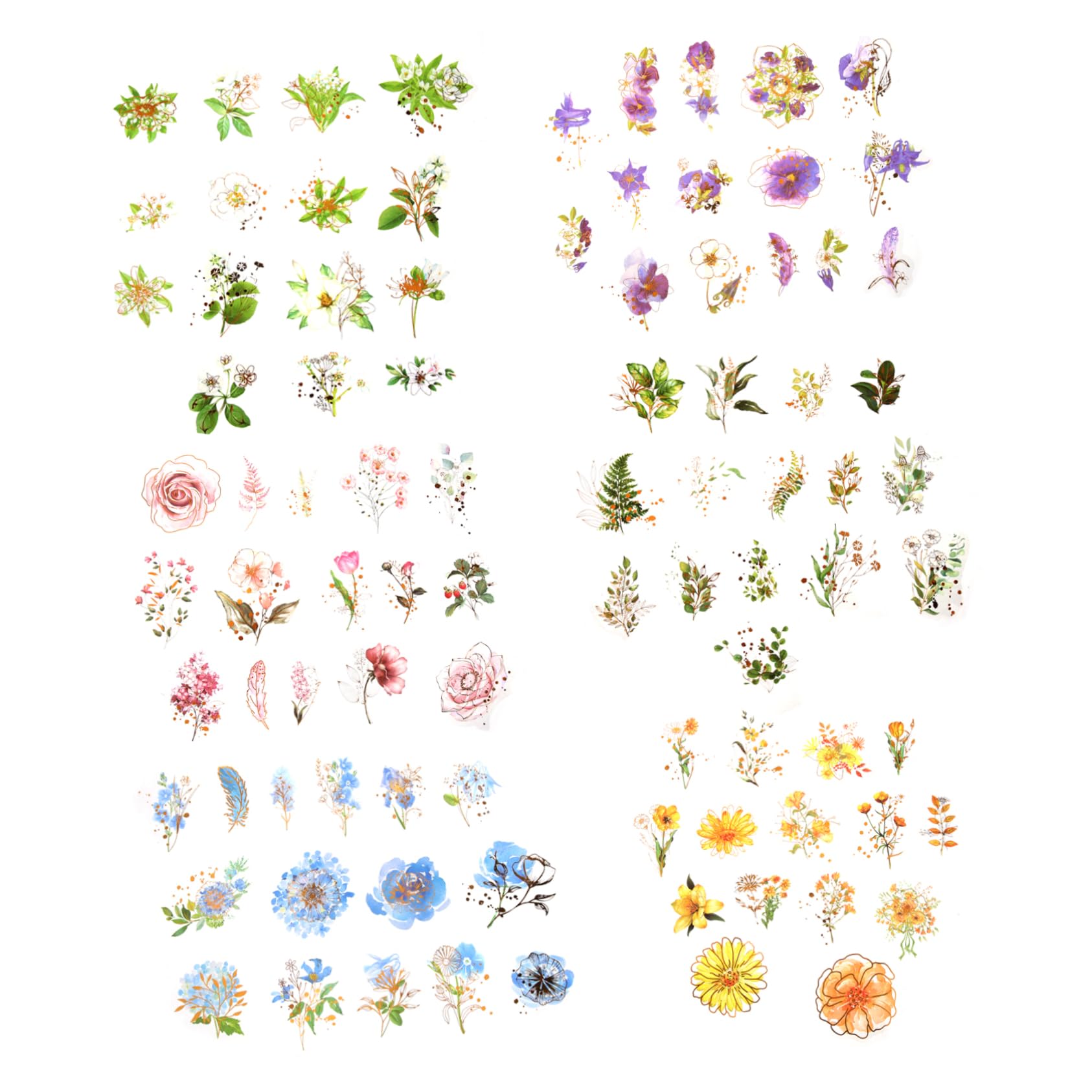 Autocollants floraux pour scrapbooking et journal | 540 stickers transparents