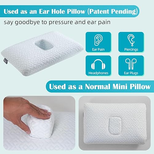 Miniatura 2 de USlixury Almohada para piercing de oreja, almohada de oreja con tapón de espuma, almohada de perforación de 3.5 pulgadas de alto con 4.7 x 3.2