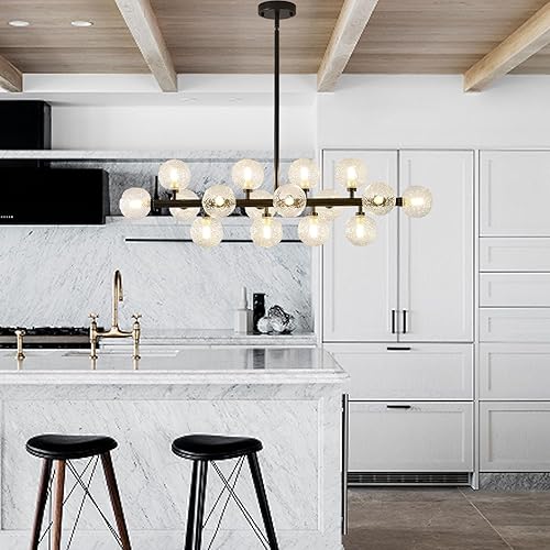 Miniatura 10 de JTYP Lámpara de araña Sputnik moderna de mediados de siglo, lámpara de techo semiempotrada, iluminación colgante de brazo ajustable, utilizada para