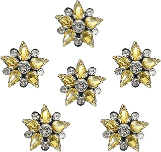 sourcing map 8 parches de cuentas de estrella hechos a mano, apliques de diamantes de imitación de cristal, parche de estrella para coser ropa, accesorios de costura, color amarillo