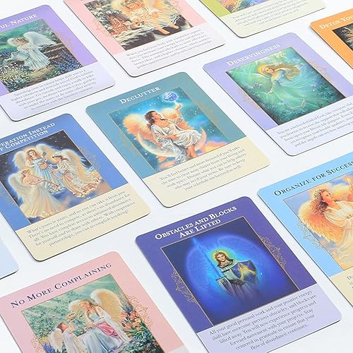 Vista 2 de Cartas de tarot para principiantes, 44 barajas de tarot y mazo de oráculos, cartas de oráculo de los ángeles de la abundancia cartas de tarot