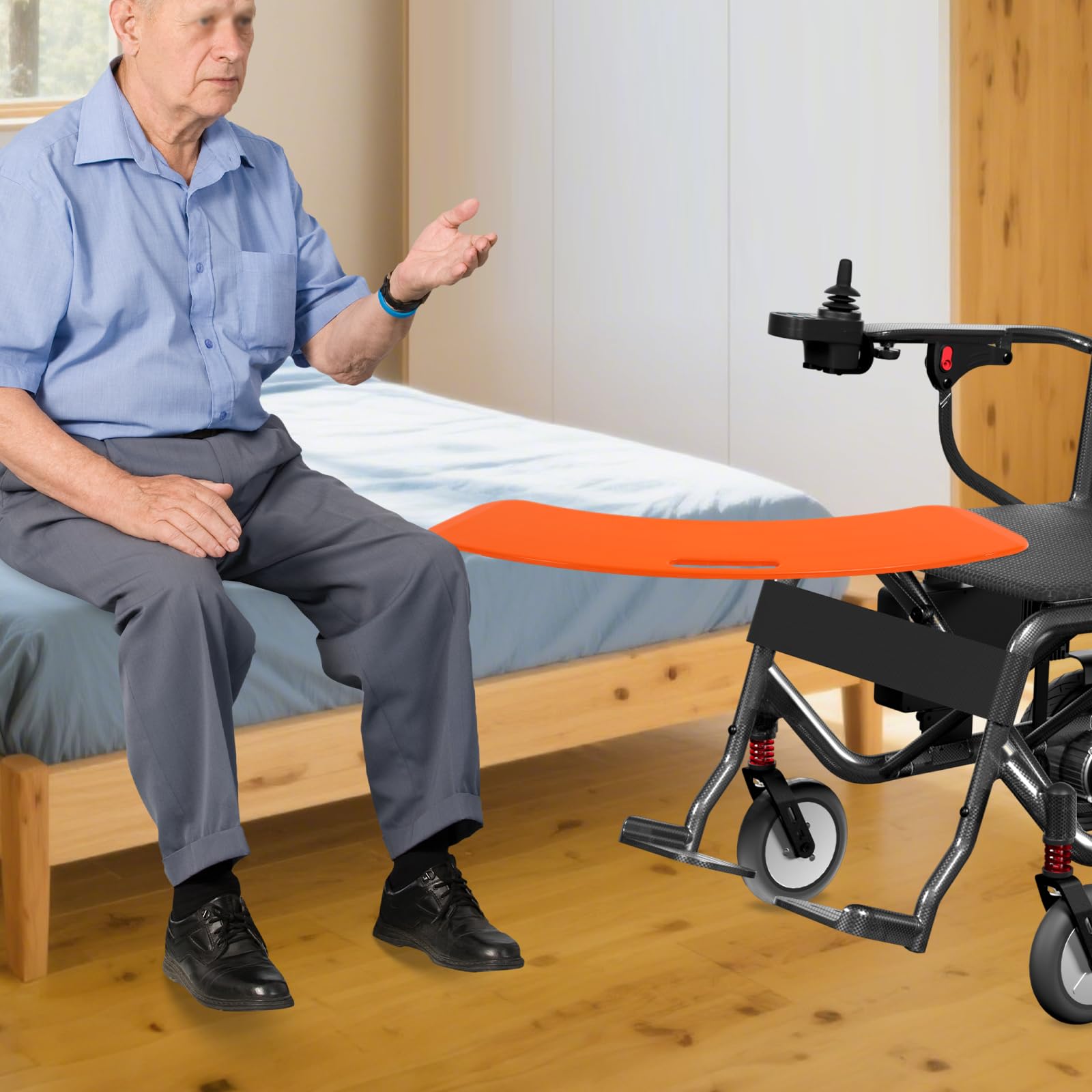 Tabla de transferencia deslizante, para personas mayores, hasta 150 kg, para traslado a la cama, coche, baño, etc. (naranja)
