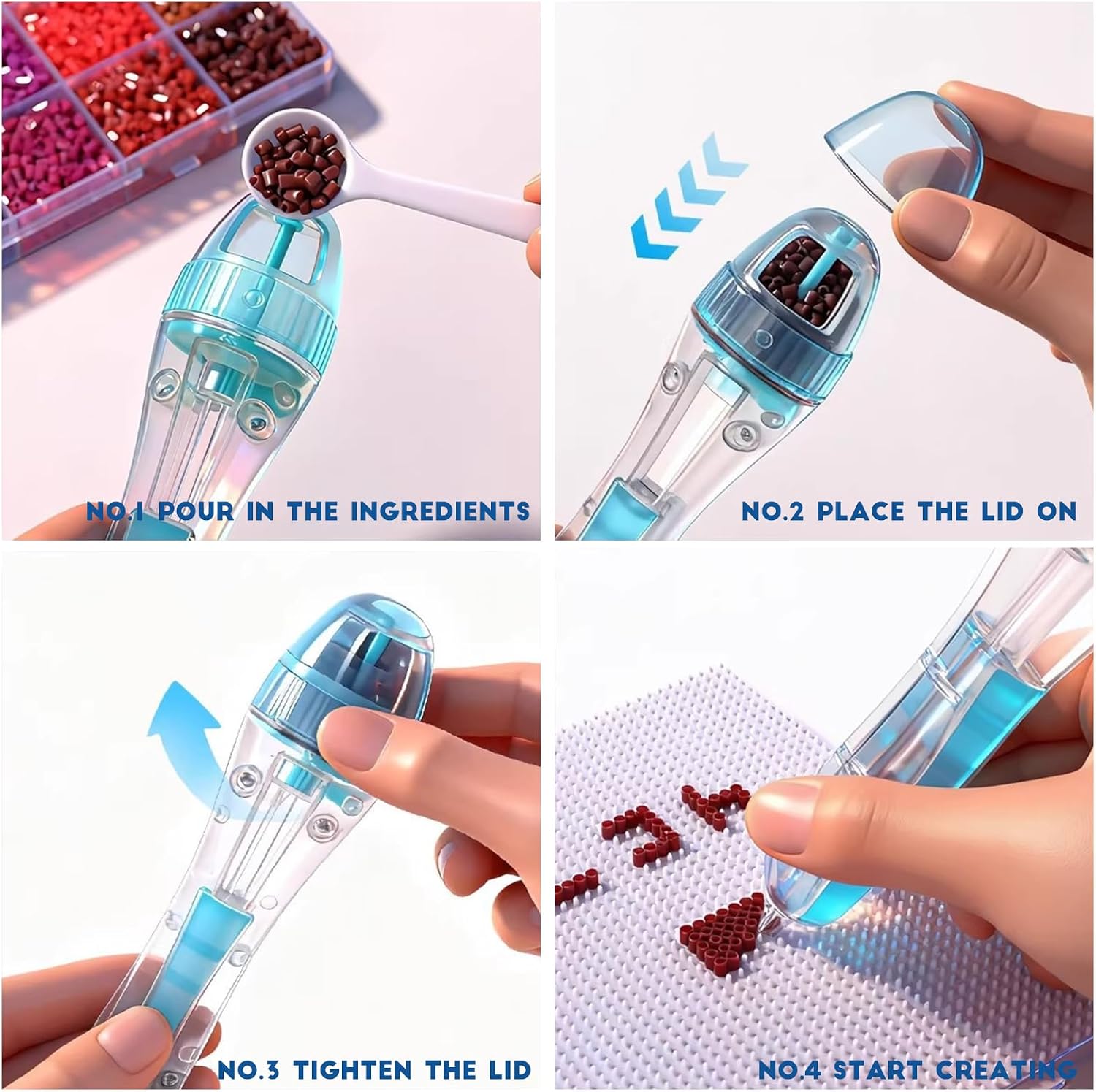 Professional 2.6mm Fuse Bead Pen, Purple Fuse Beads Dispenser for Home DIY Decor, Parent-Child Interaction Boosts Efficiency Saves Time High Capacity & Transparent Pen Body (Pink)